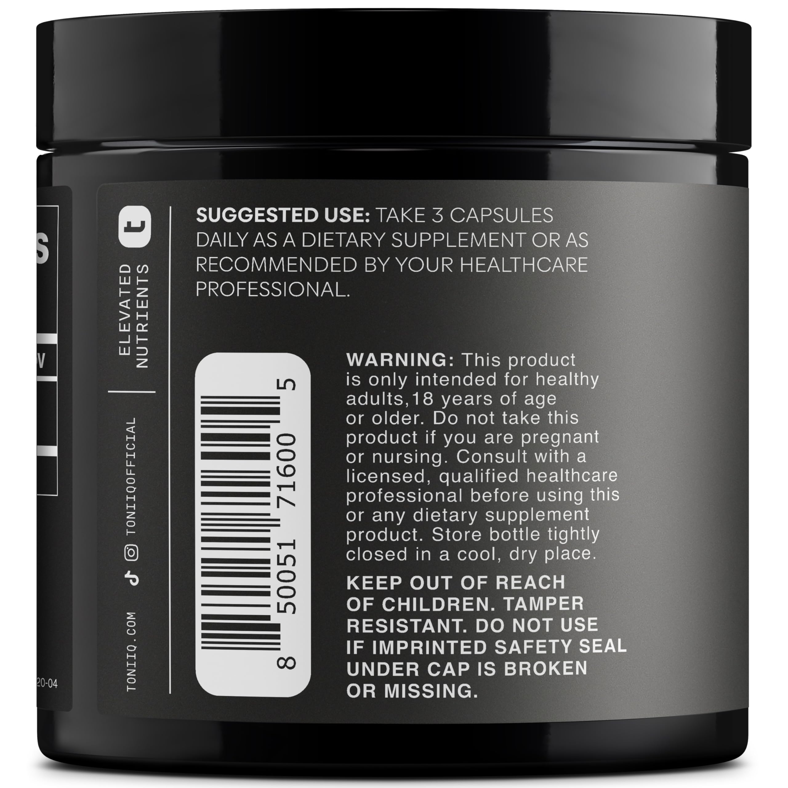 Toniiq Black Maca Root - Ultra High Potency 20:1 Extract - Single Origin, Wildcrafted & Highly Concentrated - Third-Party Lab Tested - 120 Capsules ToniiqAu supplements