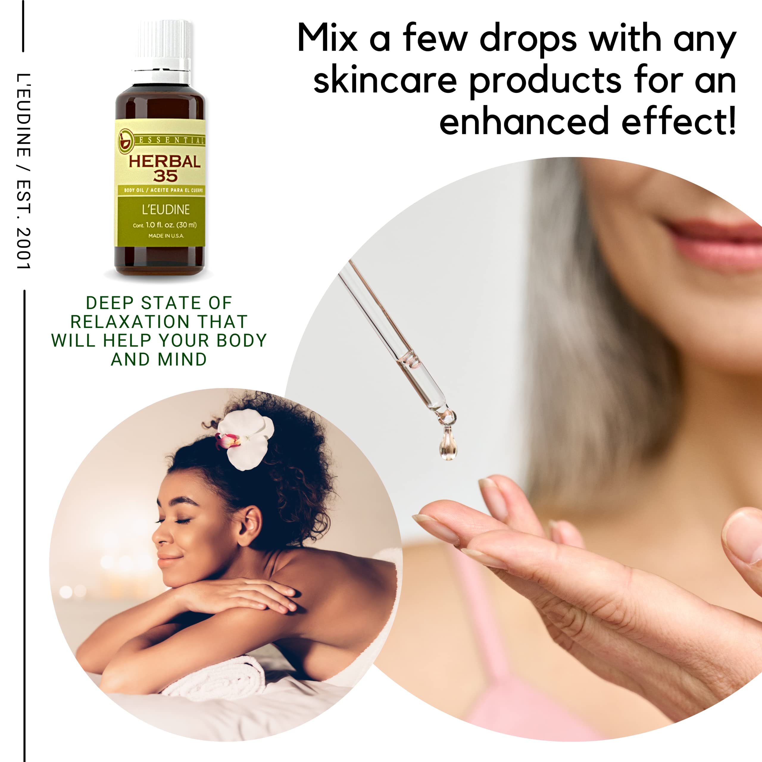 L'eudine Herbal 35 Essential Oil, Soothing and Calming Eucalyptus Essential Oil, Powerful Blend L'eudineAu supplements