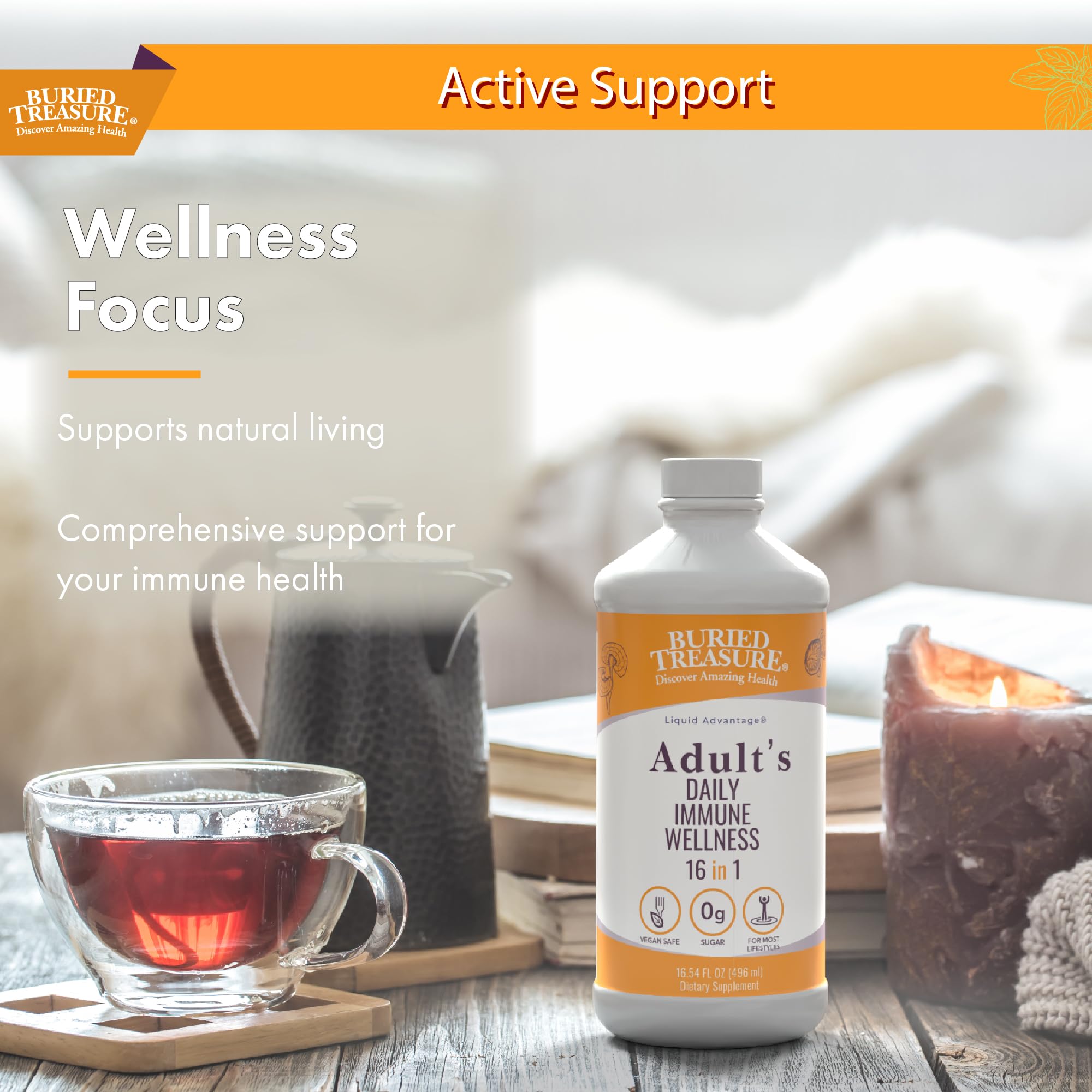 Buried Treasure Adult Daily Immune Wellness - 16 Fl oz, 16 serv, Liquid Nutrient Blend for Immune Support with Elderberry, Echinacea, Vitamins & more Buried TreasureAu supplements