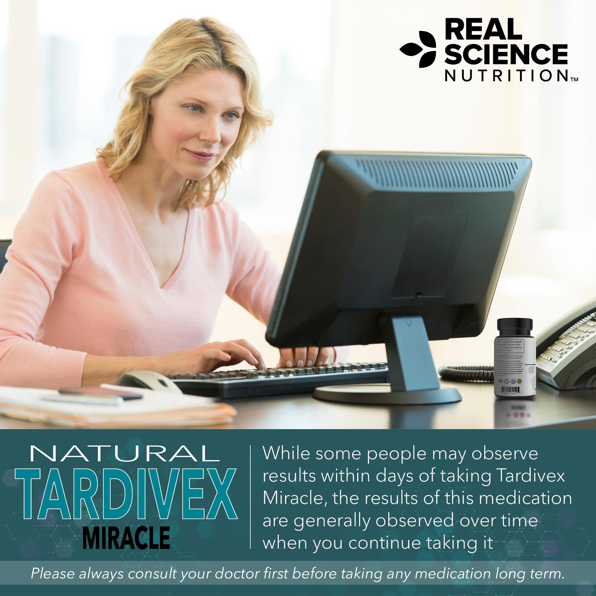 Real Science Tardivex All Natural Nerve Support Supplement for Neurological Balance - Includes Vinitrox, GABA & Essential Vitamins for Controlled Movement & Coordination - Made in USA, 60 Caps Real Science NutritionAu supplements