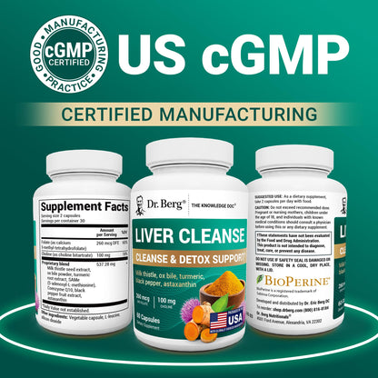 Dr. Berg Liver Cleanse Detox Capsules w/Unique Blend of Milk Thistle, Ox Bile & Folate - Liver Supplement Includes Turmeric, Black Pepper & Choline - 60 Capsules Dr. Berg NutritionalsUS supplements