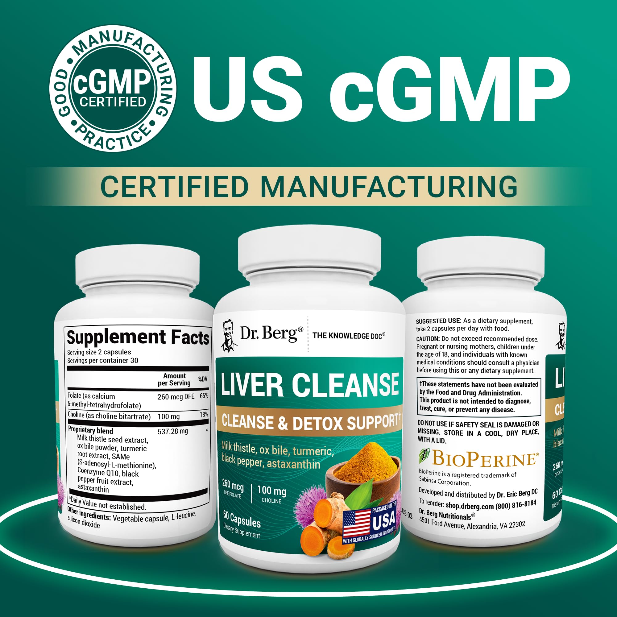Dr. Berg Liver Cleanse Detox Capsules w/Unique Blend of Milk Thistle, Ox Bile & Folate - Liver Supplement Includes Turmeric, Black Pepper & Choline - 60 Capsules Dr. Berg NutritionalsAu supplements
