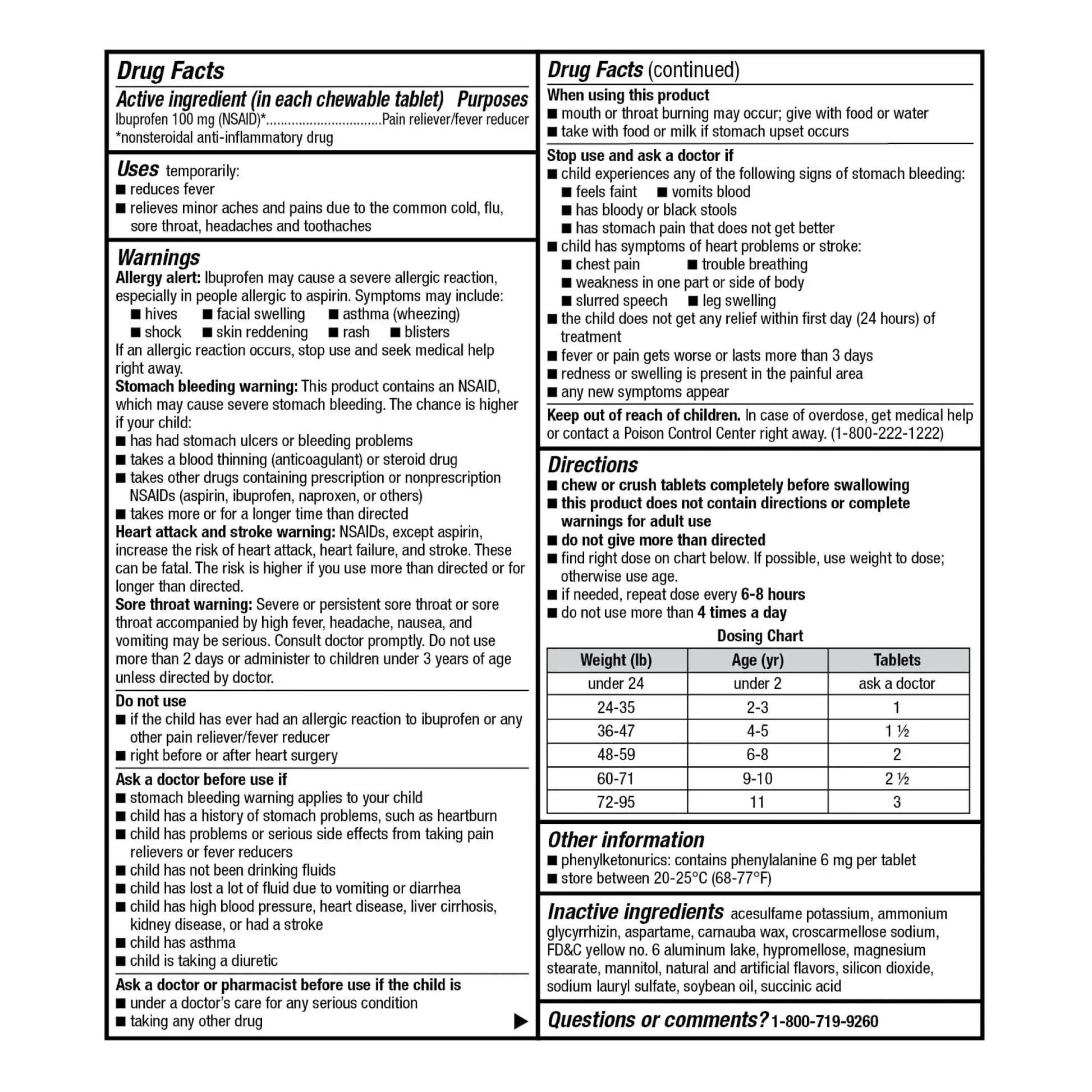 GoodSense Children's Ibuprofen Chewable Tablets, 100 mg, 24 Count, Pain Reliever and Fever Reducer (NSAID), Temporarily Reduces Fever and Relieves Minor Aches and Pain GoodSenseAu supplements