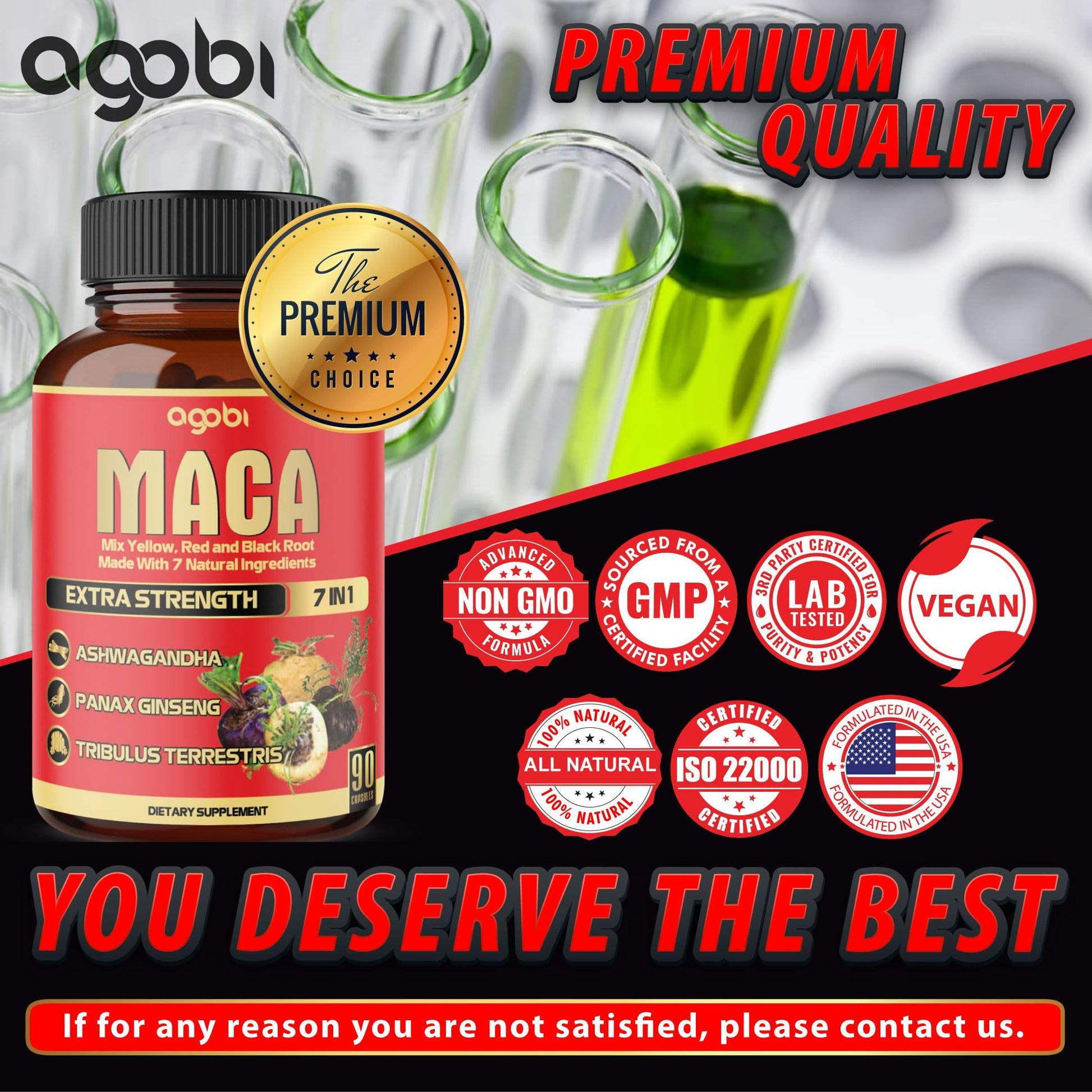 Maca Root Capsules - Supports Natural Health - Energy - Performance & Mood Supplement - Enhanced Blood Flow 3-Month Supply agobiAu supplements