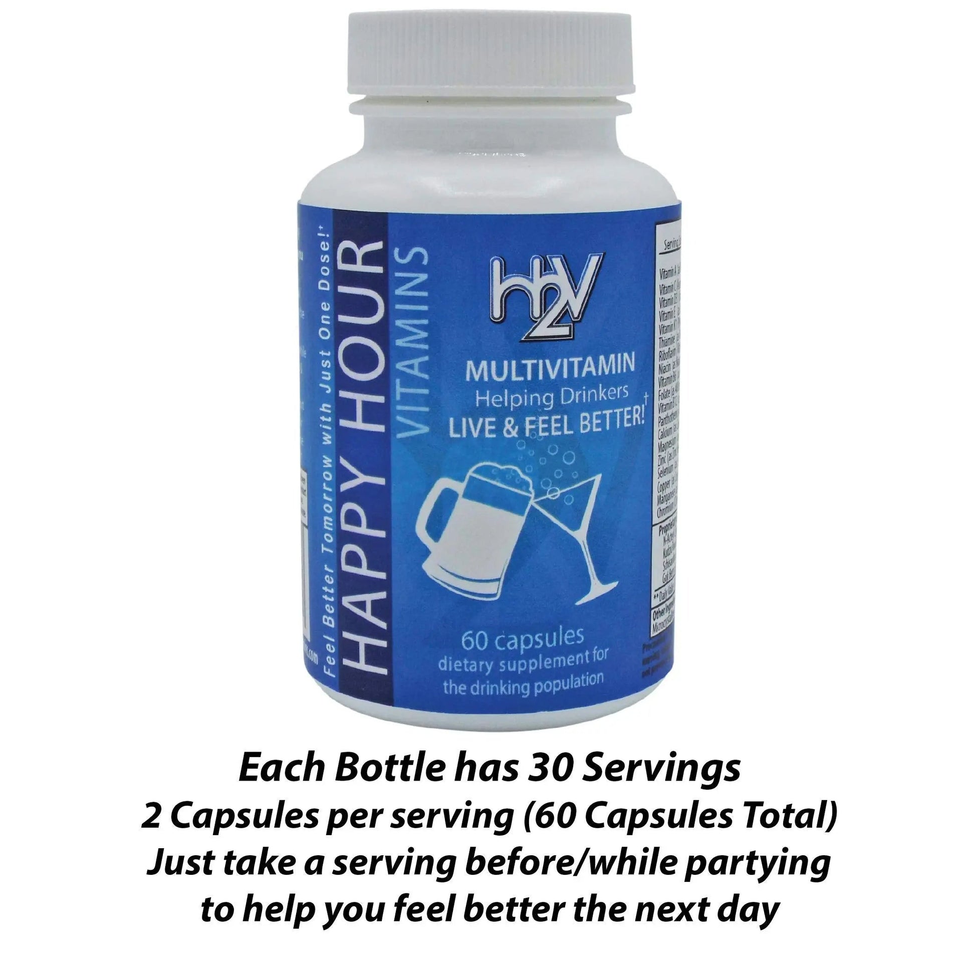 Happy Hour Vitamins Bottle - Multivitamin Formulated for Better Mornings – Live & Feel Better with Milk Thistle, Prickly Pear Cactus Happy Hour VitaminsAu supplements