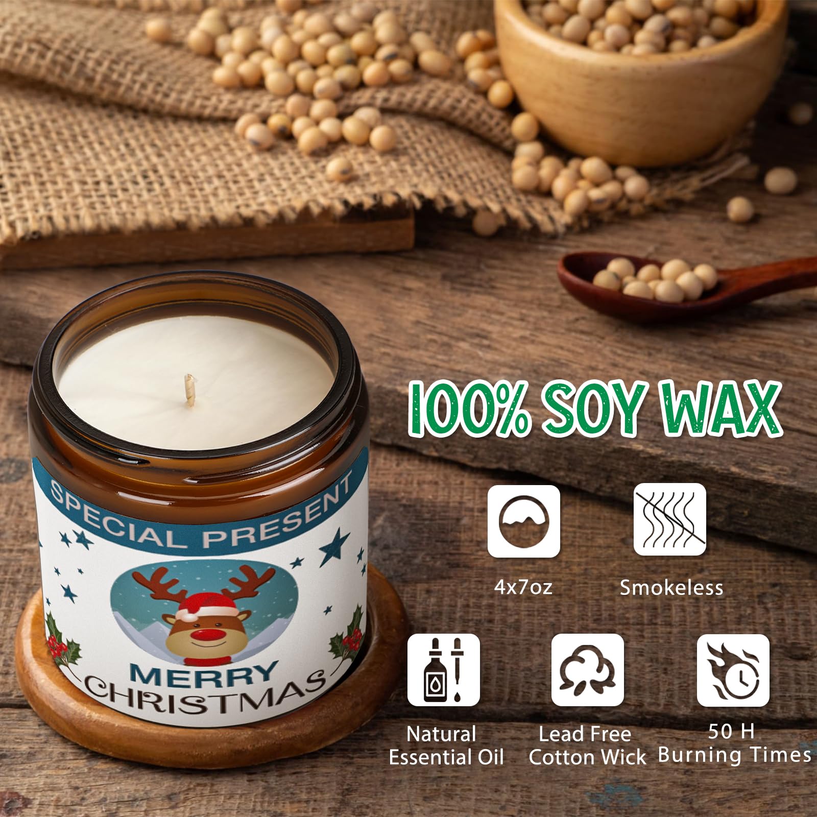 Christmas Candle Set Scented Candle Gift Set, 4 Pack 28 oz Christmas Scented Candles Over 180 Hours YINUO LIGHTAu supplements