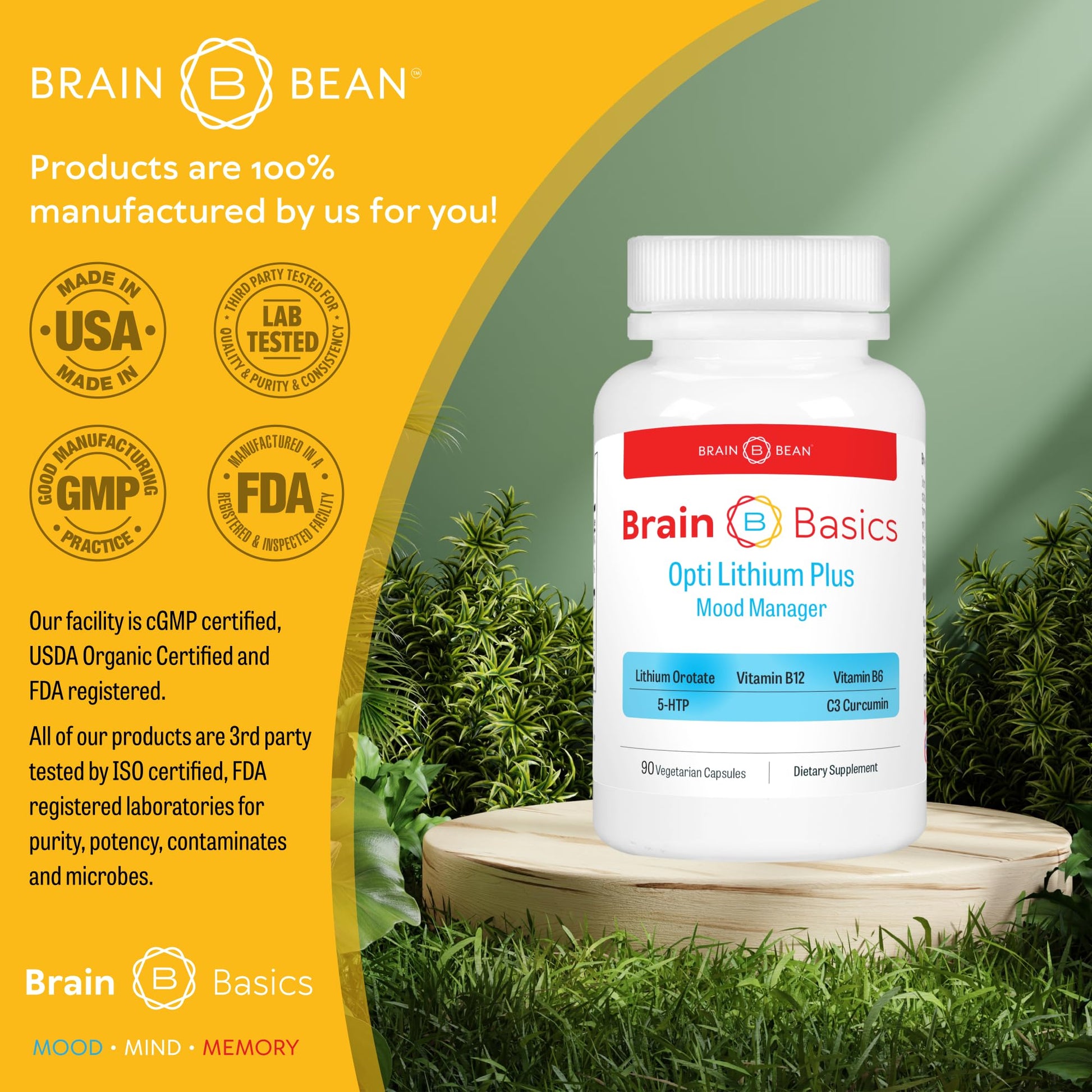 Opti Lithium Plus: Supercharge Brain Health with Enhanced Nutrient Absorption for Optimal Well-Being. Brain BeanAu supplements