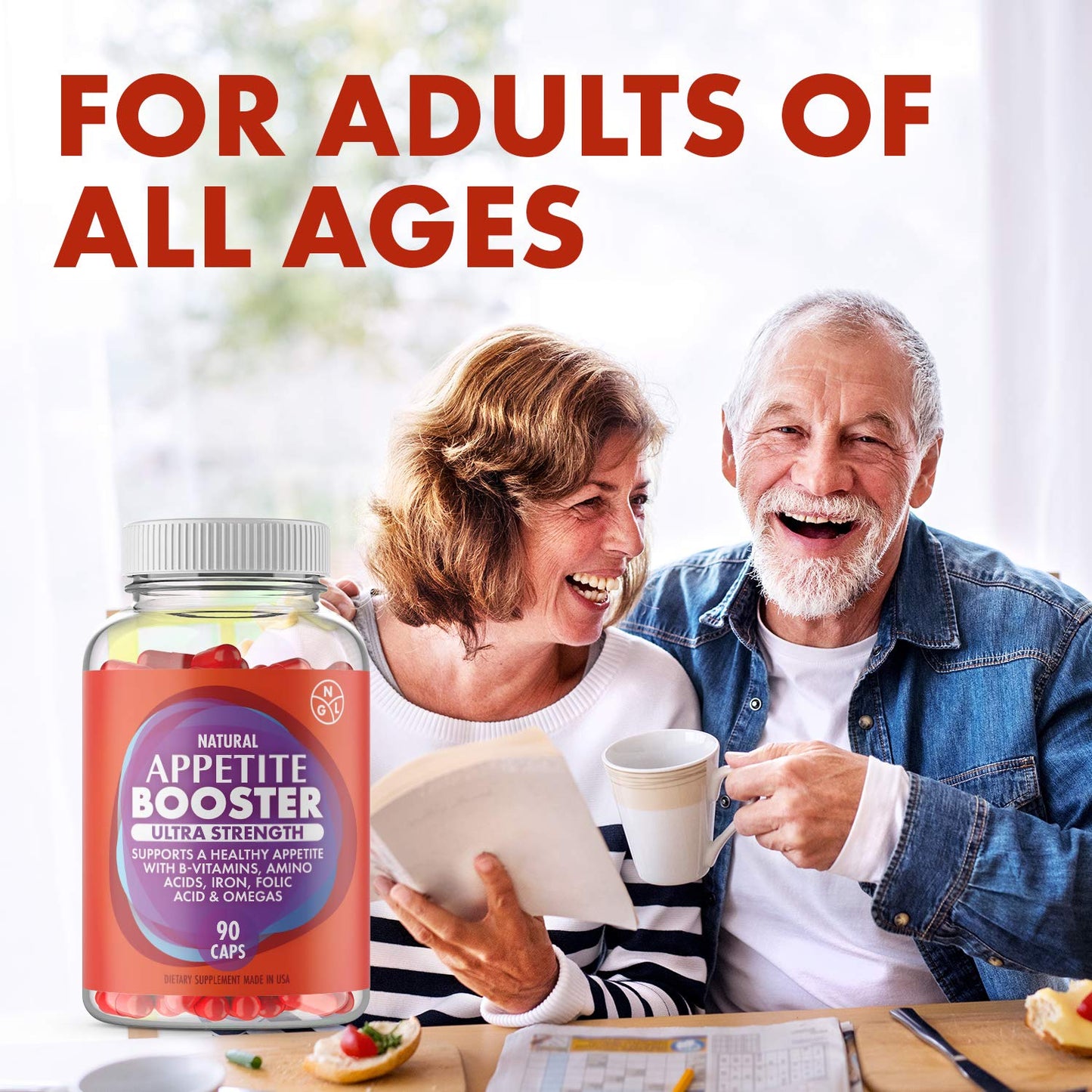 NGL Appetite Booster Pills Extra Strength for Adults Fortified with Lysine, Folic Acid, Iron NGLUS supplements