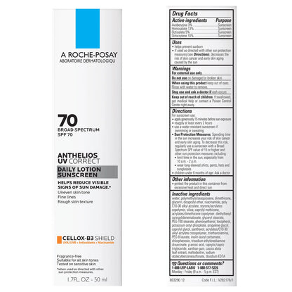 La Roche-Posay Anthelios UV Correct Sunscreen Moisturizer SPF 70, Daily Anti-Aging Face Moisturizer with Niacinamide La Roche-PosayUS supplements