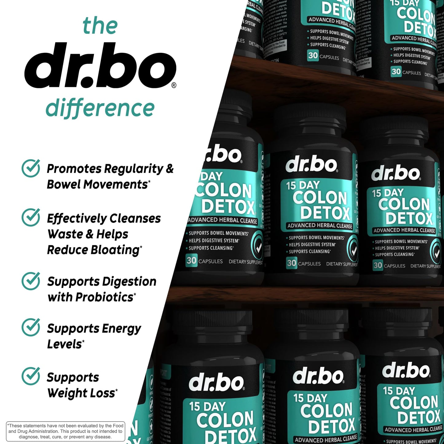 Colon Cleanser Detox for Weight Flush - 15 Day Intestinal Cleanse Pills & Probiotic - Fast Natural Laxative for Constipation Relief - Bowel Movement Supplements for Stomach Bloating, Gut Loss Support DR. BOUS supplements
