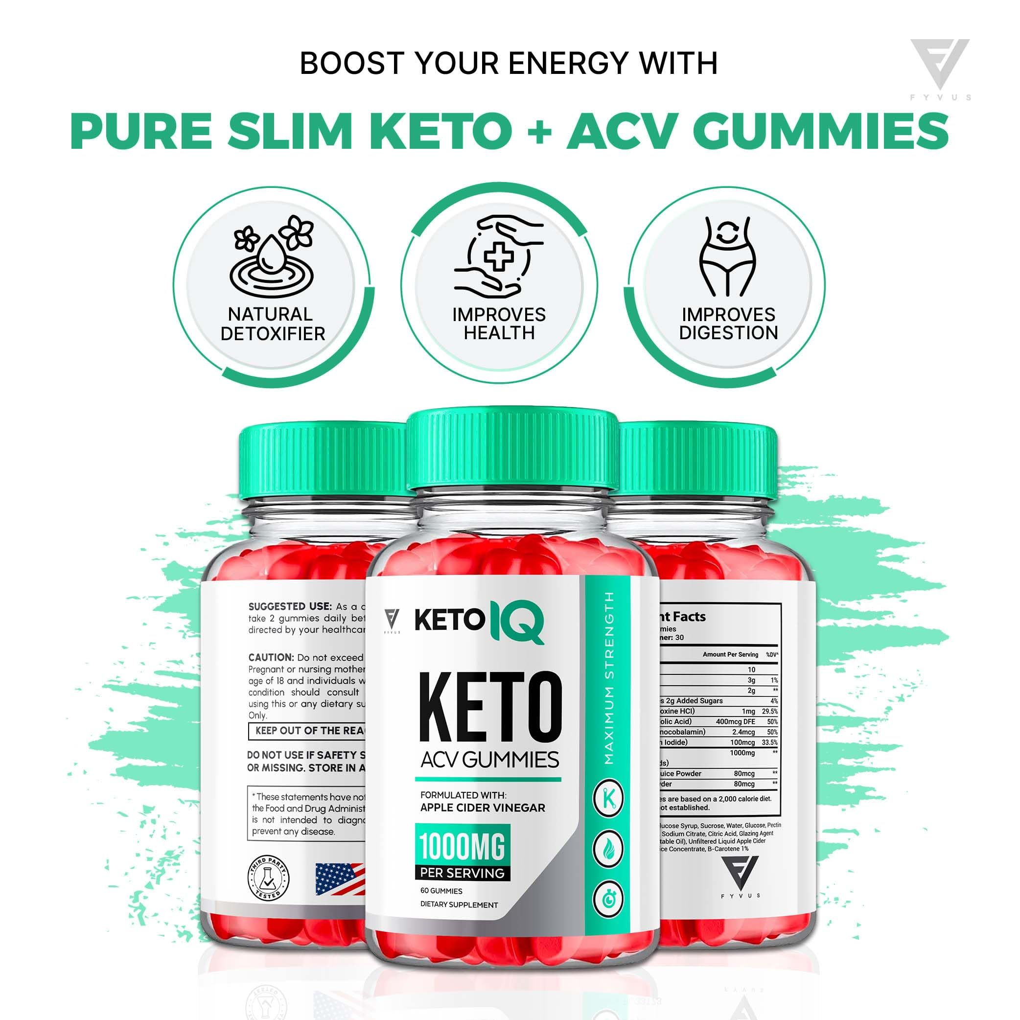 (3 Pack) Keto IQ KetoIQ Keto ACV Gummies, Keto IQ ACV Gummies Advanced Weight Loss FyvusUS supplements