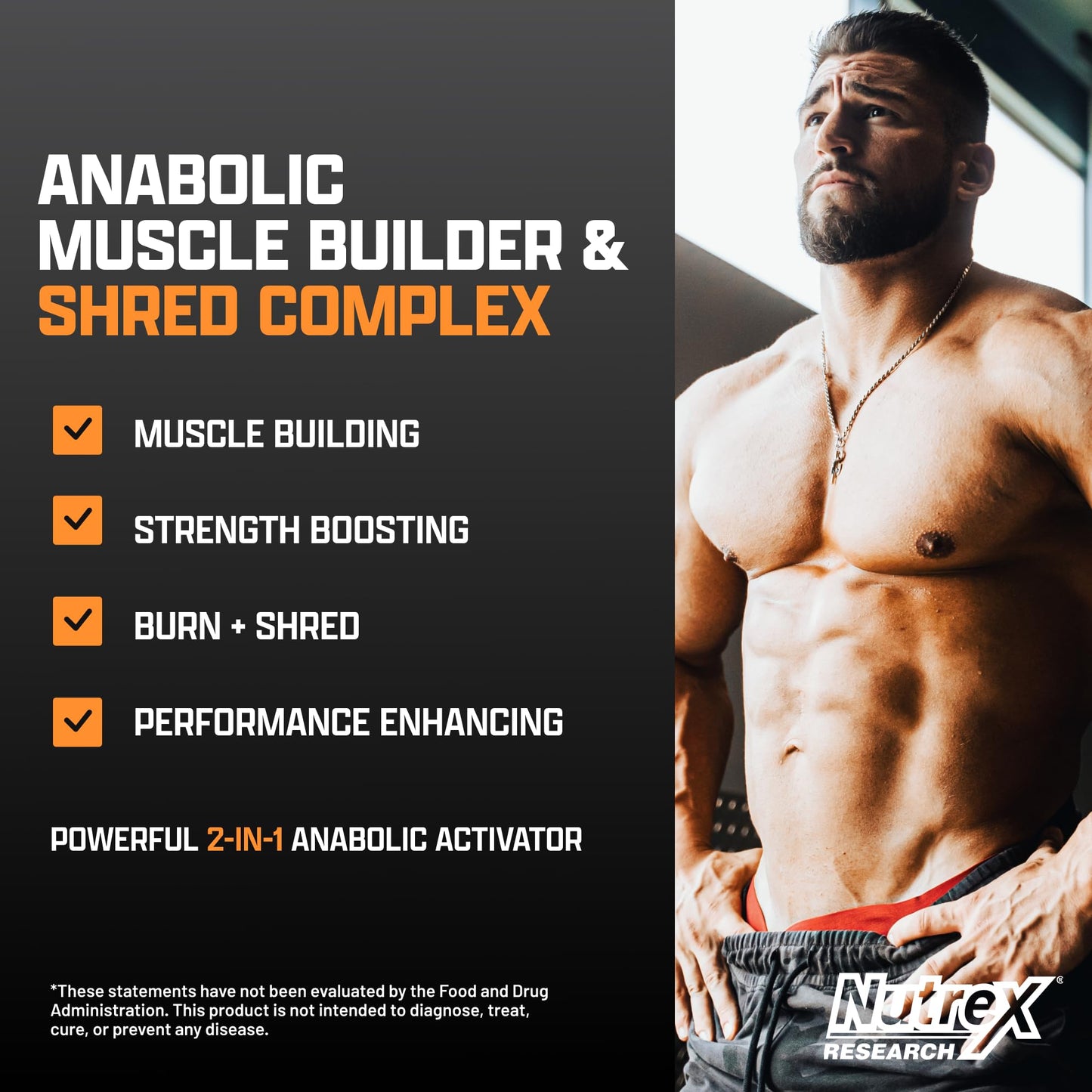 Nutrex Research Anabol Ripped Anabolic Muscle Builder for Men, 2-in-1 Muscle Builder and Shredding Supplement, (60 Count) Nutrex ResearchUS supplements