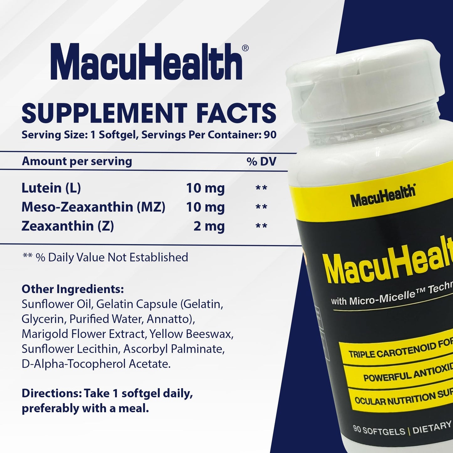 Macuhealth Triple Carotenoid Formula - Eye Vitamins for Adults - 90 Softgels, 3 Month Supply MacuhealthUS supplements