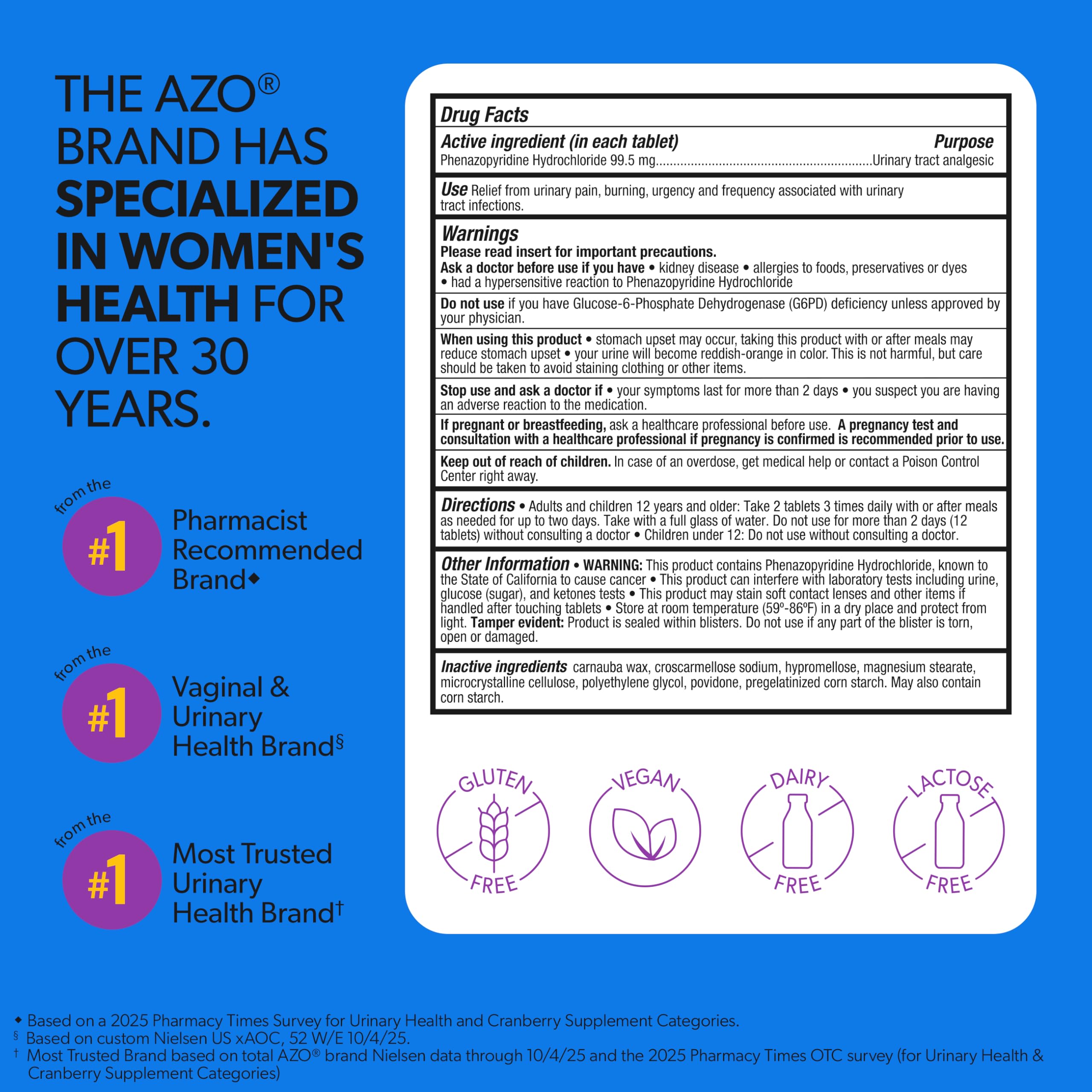 AZO Urinary Pain Relief Maximum Strength | Fast Relief of UTI Pain, Burning & Urgency | Targets Source of Pain | #1 Most Trusted Brand | 48 Tablets AZOAu supplements