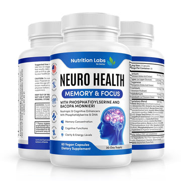 Nootropic & Neuro Brain Supplement for Memory & Focus Support. Clinically Tested Vitamins for Mental Support & Cognitive Clarity W/Bacopa Monnieri, VIT A, B6, Riboflavin, Niacin, Thiamin & Folate NUTRITION LABS BE BETTERAu supplements