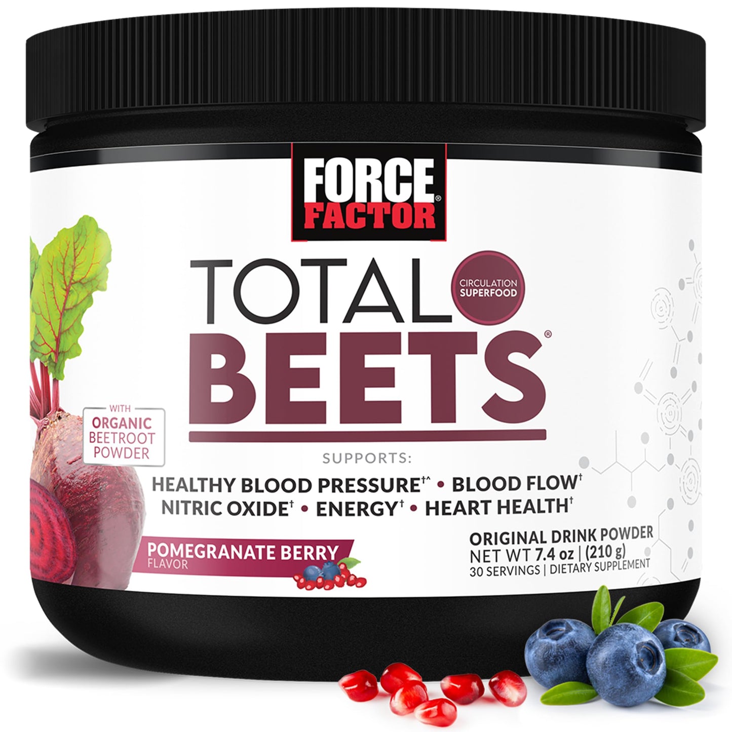 Force Factor Total Beets Drink Mix Superfood Powder with Nitrates to Support Circulation, Blood Flow, Nitric Oxide, Energy, Endurance, and Stamina Force FactorUS supplements