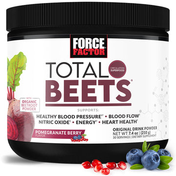 Force Factor Total Beets Drink Mix Superfood Powder with Nitrates to Support Circulation, Blood Flow, Nitric Oxide, Energy, Endurance, and Stamina