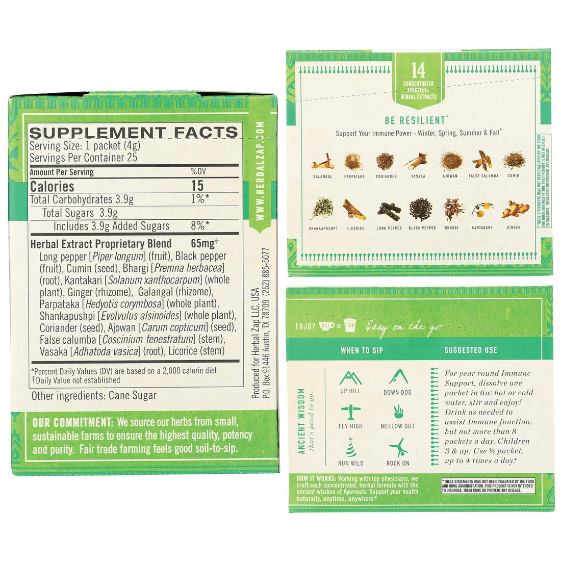 Herbal Zap! Immune Support Supplement Powder (25 Packets Per Box) – Ancient Ayurvedic Herbal Blend, Dissolves in Hot or Cold Water, 0.14 Oz Ea Herbal ZapAu supplements