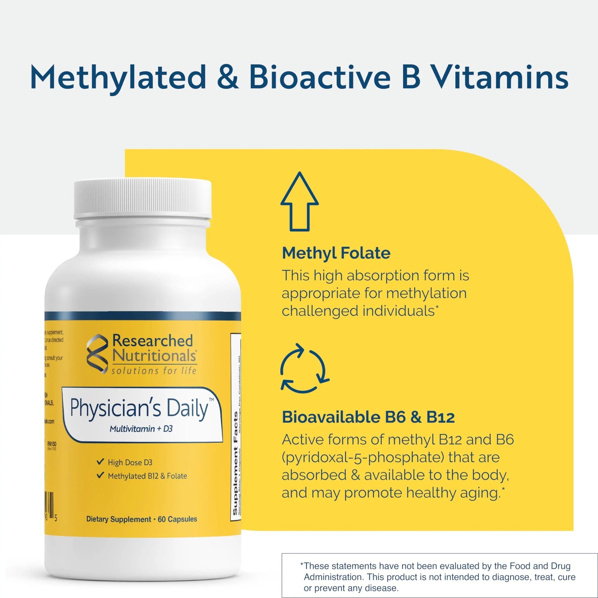 Researched Nutritionals Physician's Daily + D3 Supplement - Daily Multivitamin for Men and Women with Vitamin D3 2000iu Researched NutritionalsAu supplements