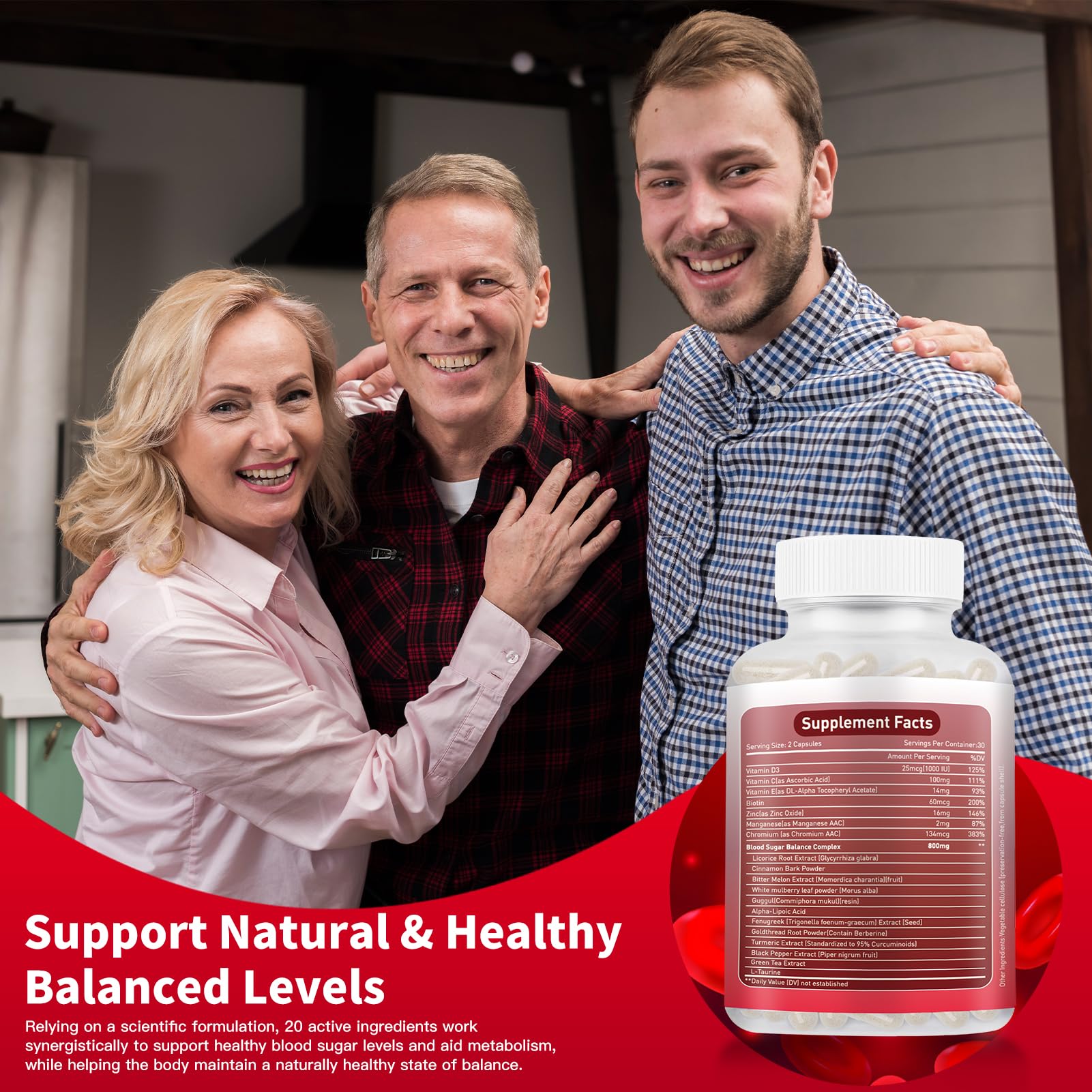 Blood Sugar Complex Supplement – Natural with 20 Active Herbs and Vitamins, Including Cinnamon, Bitter Melon, Black Pepper, Licorice, Vegan, Non-GMO, Gluten-Free, 60 Capsules HOWEEJETAu supplements