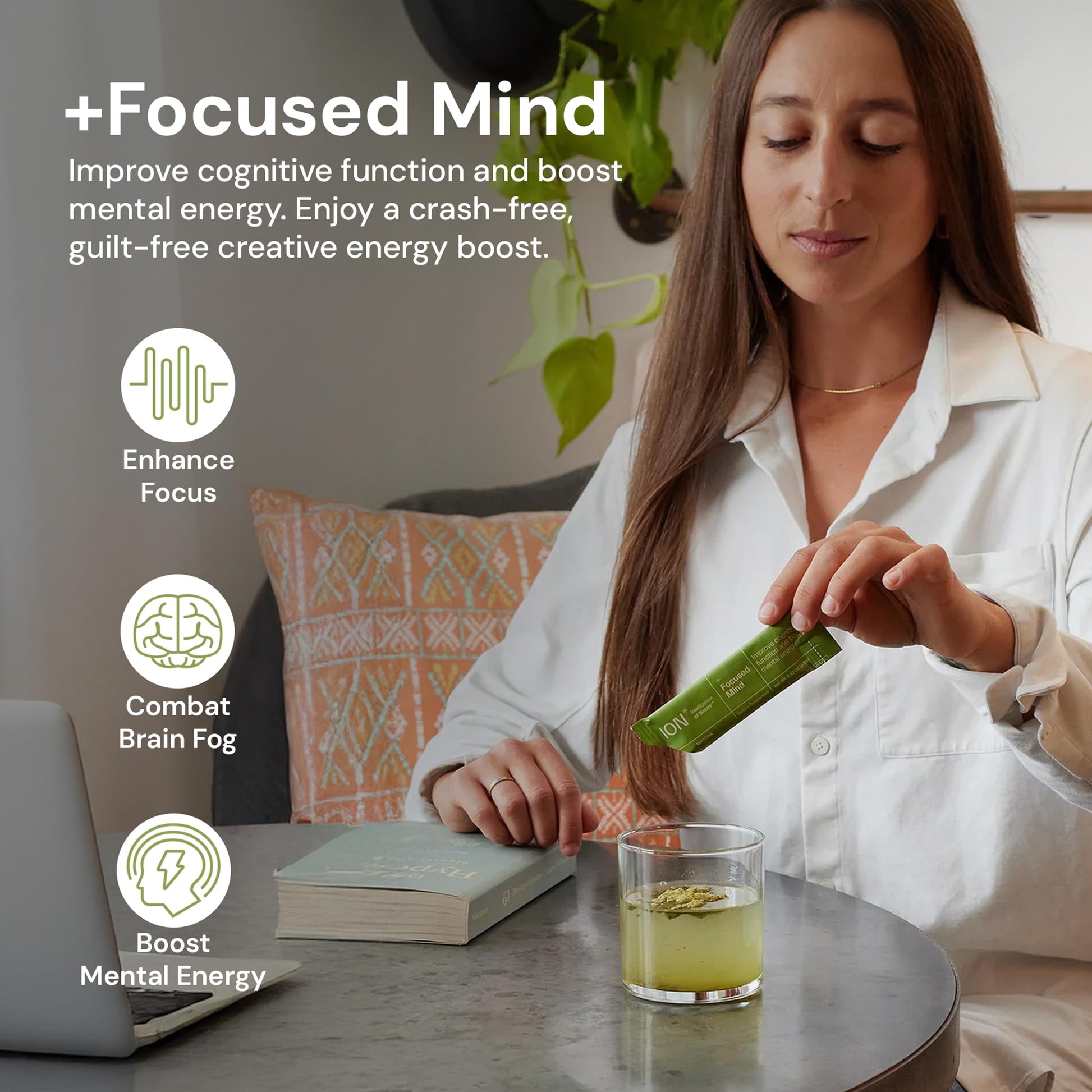 ION* Intelligence of Nature Focused Mind Nootropic Powder Drink Mix - Brain Boost Nootropic Drink with Matcha for Memory, Focus & Relaxation, Brain Supplement for Men & Women, Adults - 20 Packets ION* Intelligence of NatureAu supplements