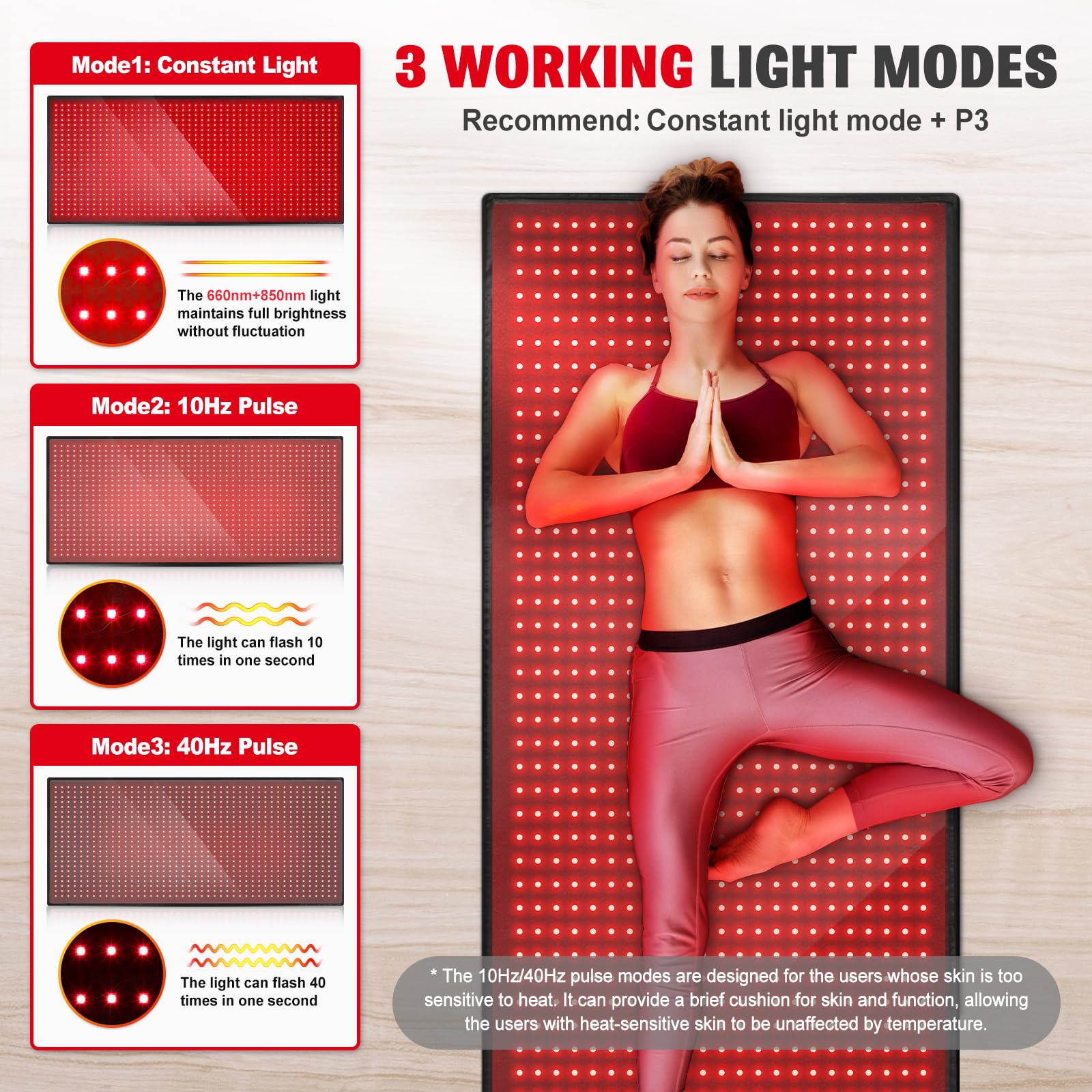 Red Light Therapy Mat for Body, 71"x 31" Red Light Therapy Blanket Red Near Infrared 660nm 850nm GMOWNWAu supplements