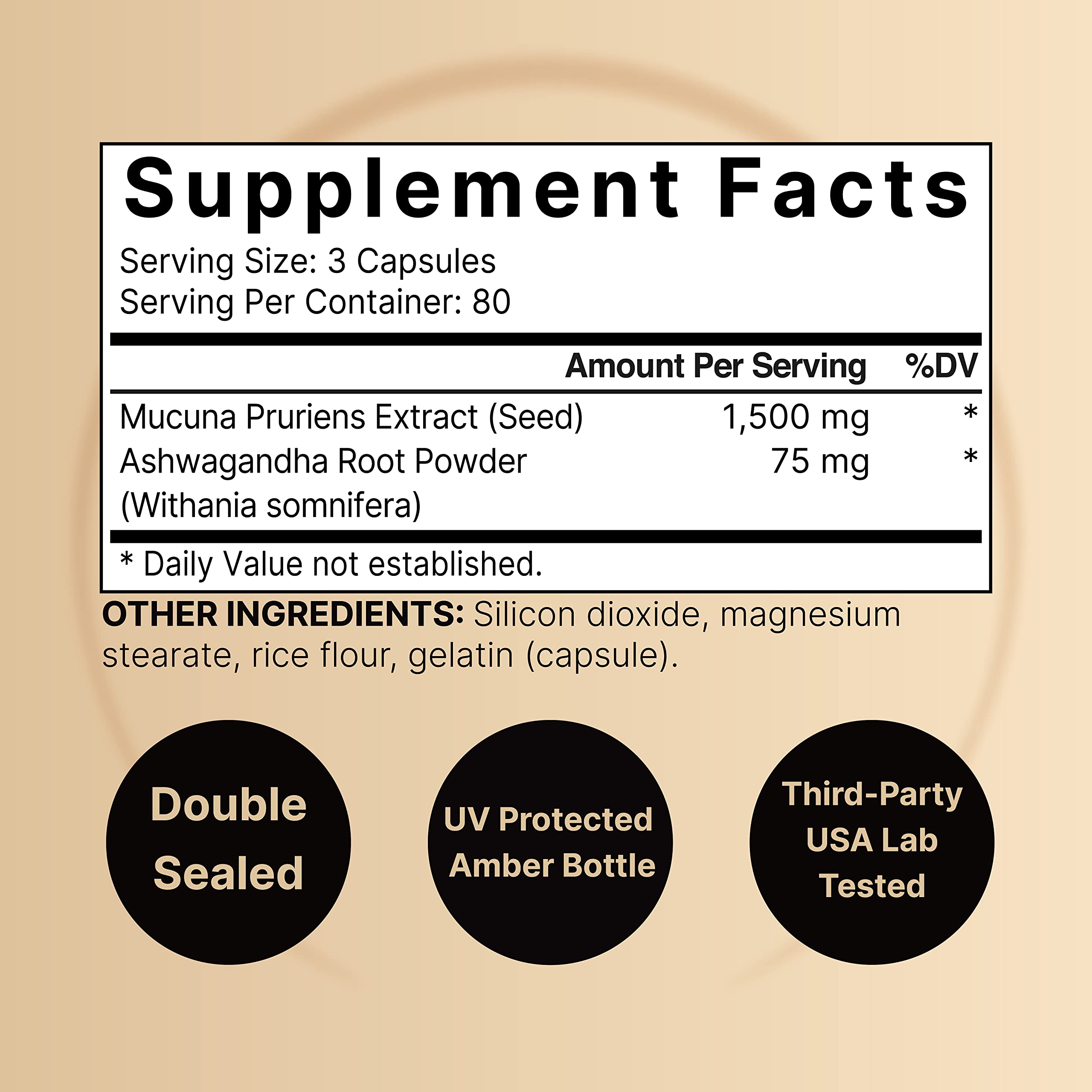 2 Pack NatureBell Mucuna Pruriens Capsules, 1500mg Per Serving, Made with Mucuna NatureBellUS supplements
