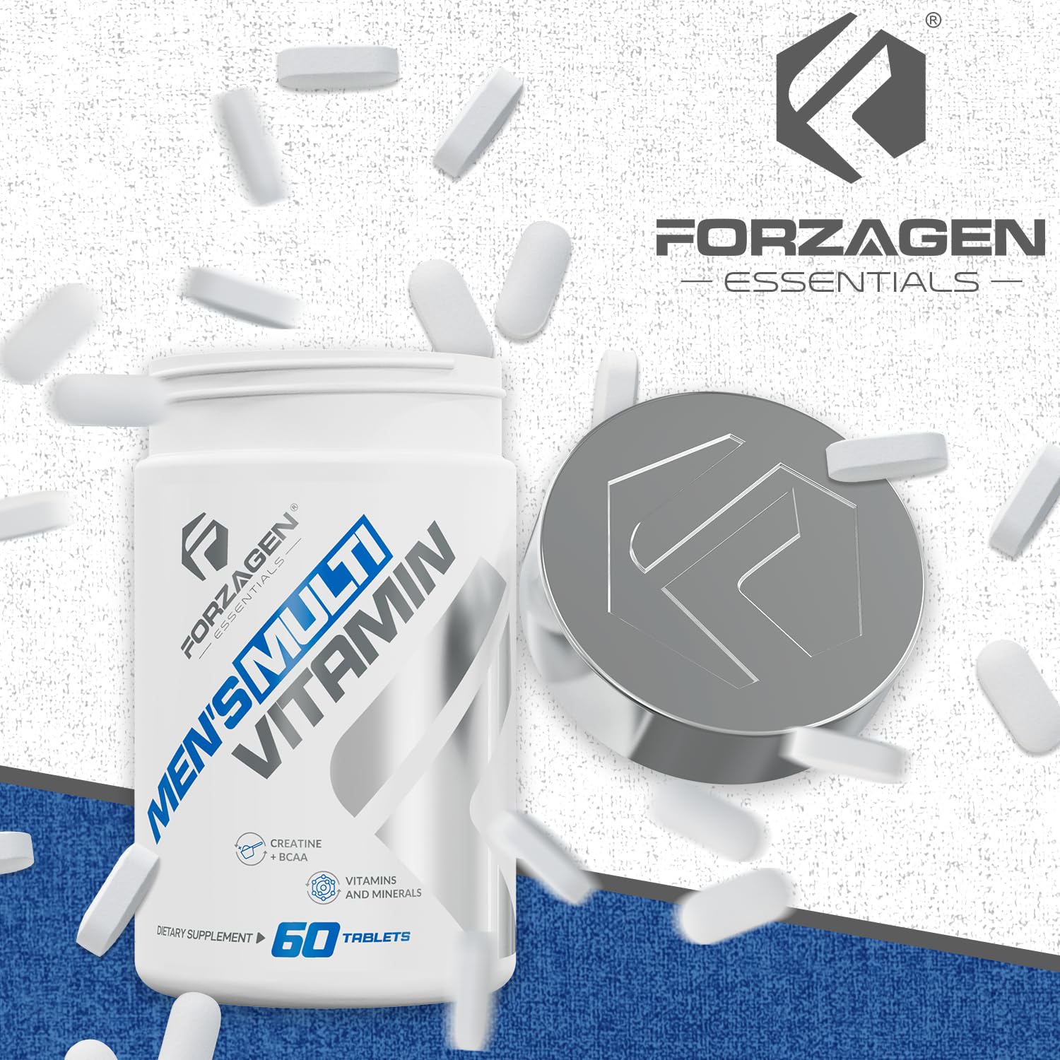 Forzagen Essentials Men's Multivitamin with Creatine and BCAA, Complete Vitamin and Mineral Complex, 60 Tablets ForzagenAu supplements