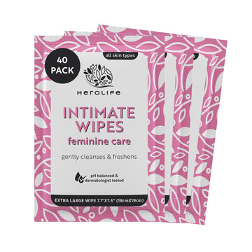 HEROLIFE Personal Wipes for Feminine Care, Single Use To Go, Plant-Based, 1 pack of 40 Single HerolifeAu supplements