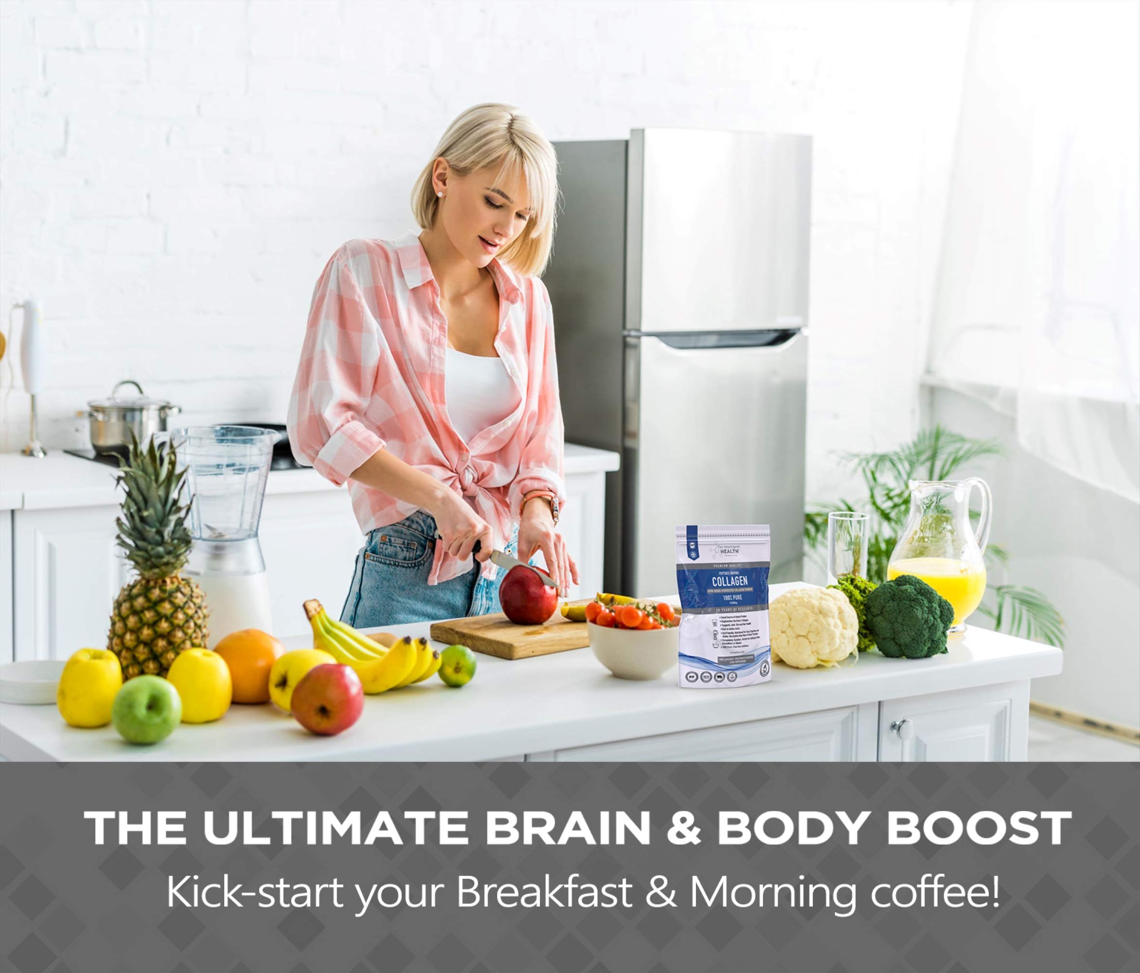 Hydrolysed Collagen Powder (Bovine) - High Protein Grass Fed Unflavoured Peptides The Intelligent HealthUS supplements