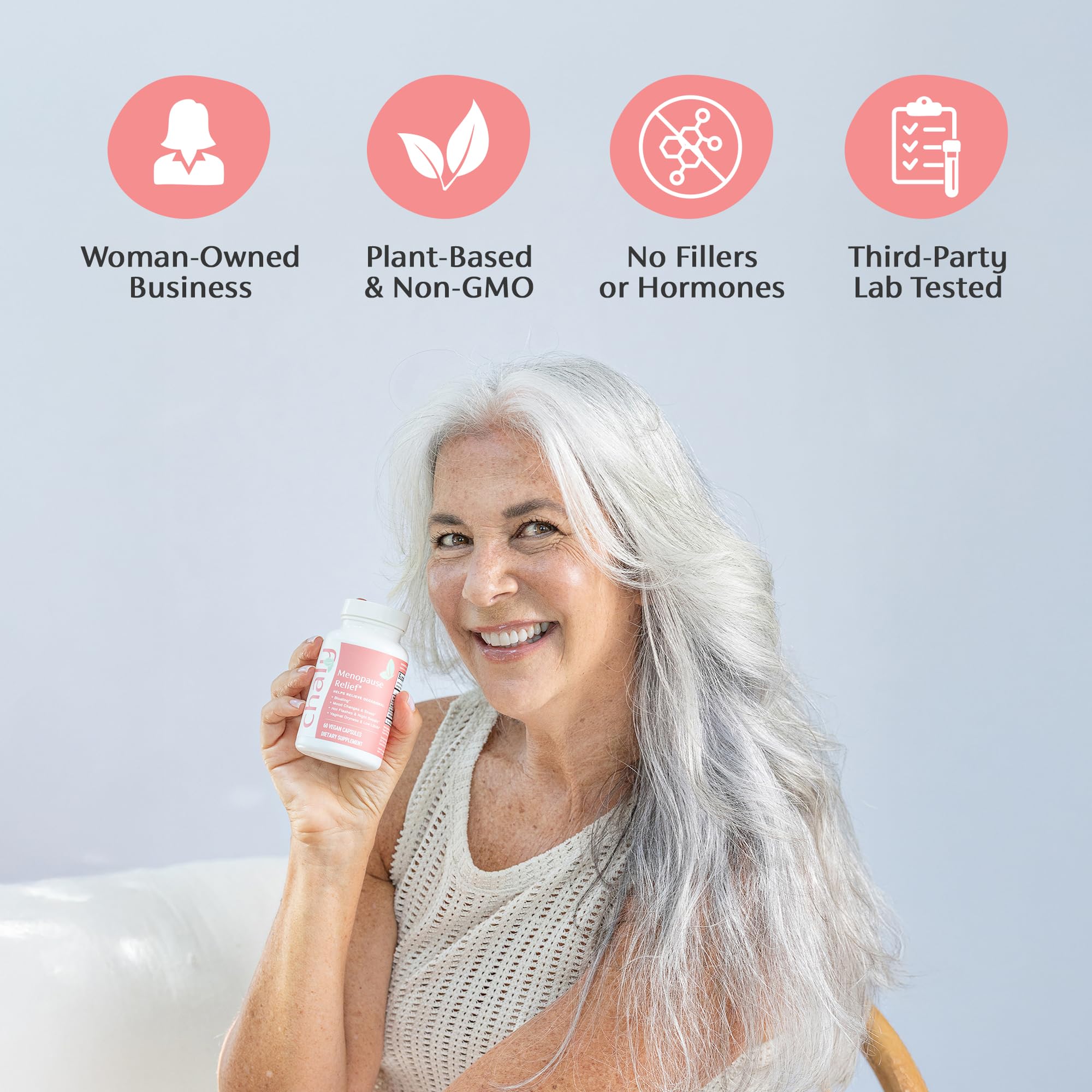 Chaly Menopause Supplements for Women with Ashwagandha KSM 66 and Saffron | Hot Flash, Bloating, Libido, Vaginal Dryness, Stress, and Mood Support Supplement | Menopause Relief Supplements | 60 Count ChalyAu supplements