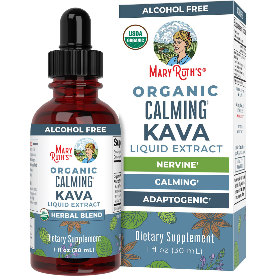 MaryRuth Organics, Herbal Supplement Drop, Calmness & Relaxation, Pack of 1, USDA Kava Root, Sugar/Gluten Free, Support Sleep, Calm & Stress Relief, Vegan, Non-GMO, 30 Servings MARYRUTH'SUS supplements