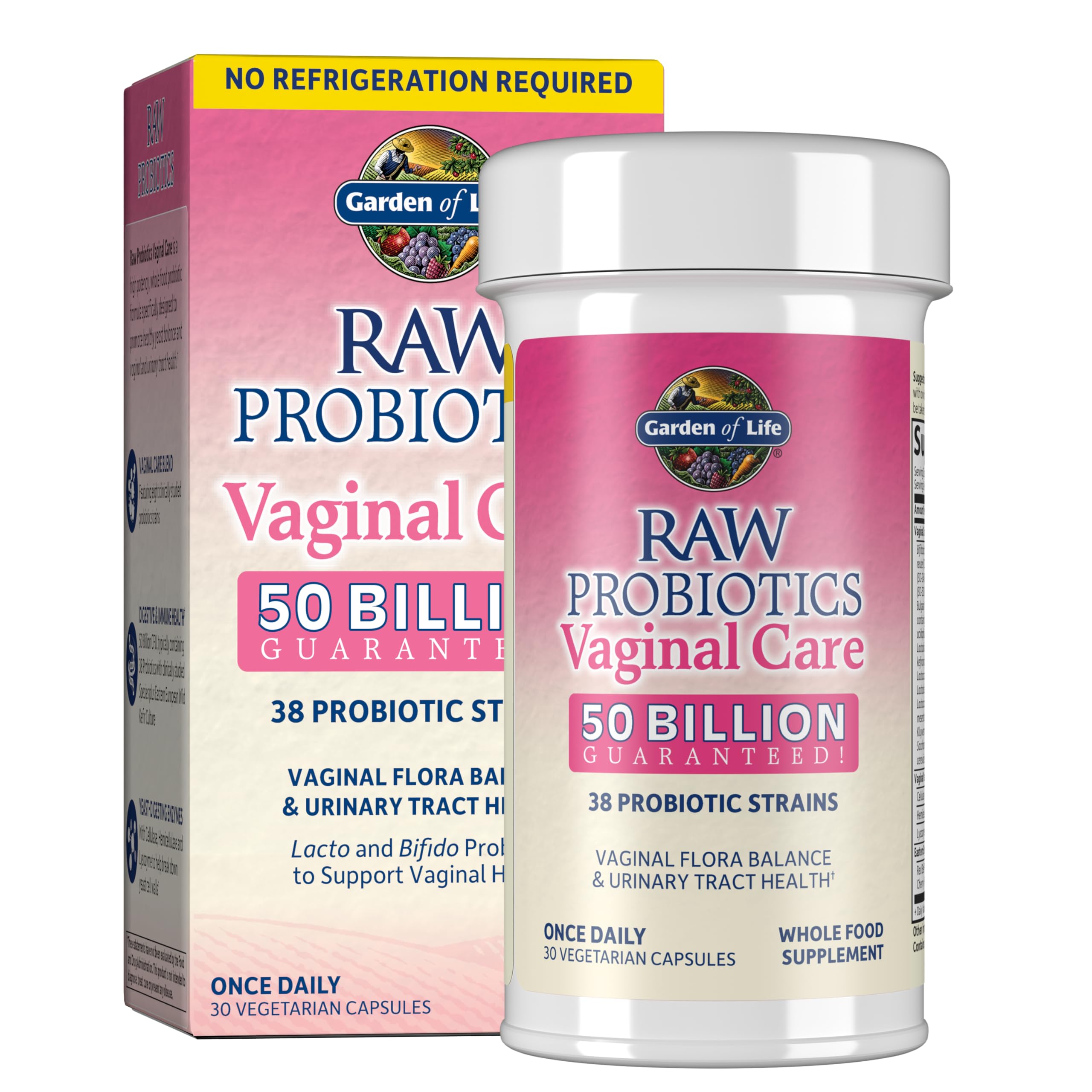 Garden of Life Raw Probiotics Vaginal Care - 50 Billion CFU - 38 Probiotic Strains - Supports Vaginal & Urinary Tract Health - Shelf Stable - 30 Vegetarian Capsules Garden of LifeAu supplements