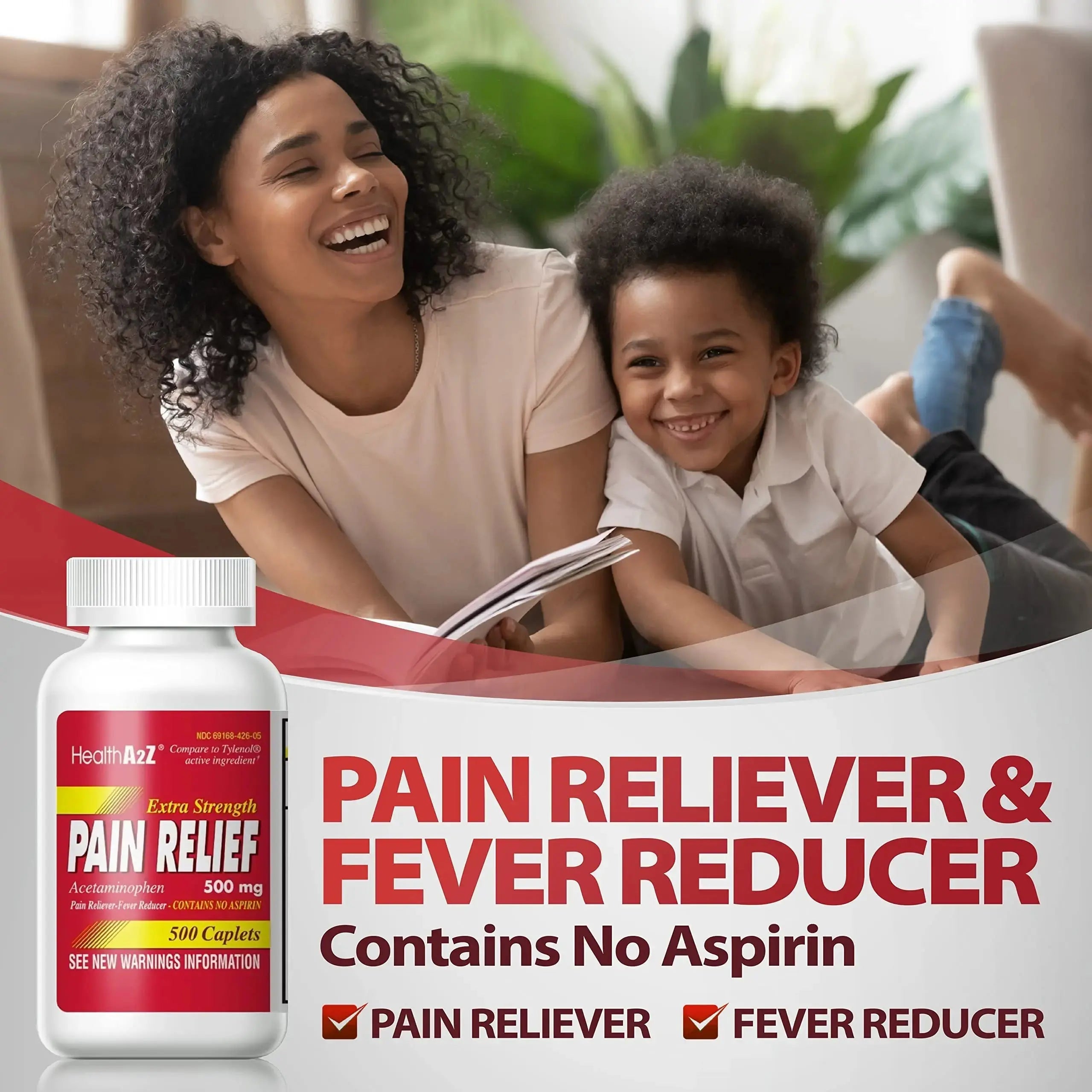 HealthA2Z® Extra Strength Pain Relief | Acetaminophen 500mg | Contains No Aspirin | Fever Reducer | Pain Reliever (500 Count (Pack of 1)) HealthA2ZAu supplements