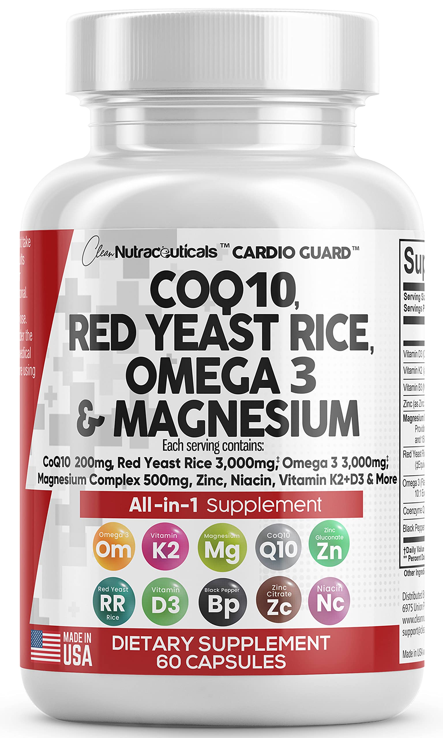 COQ10 200mg Red Yeast Rice 3000mg Omega 3 3000mg Magnesium Clean NutraceuticalsAu supplements