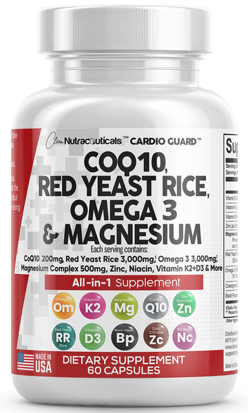 COQ10 200mg Red Yeast Rice 3000mg Omega 3 3000mg Magnesium Clean NutraceuticalsAu supplements