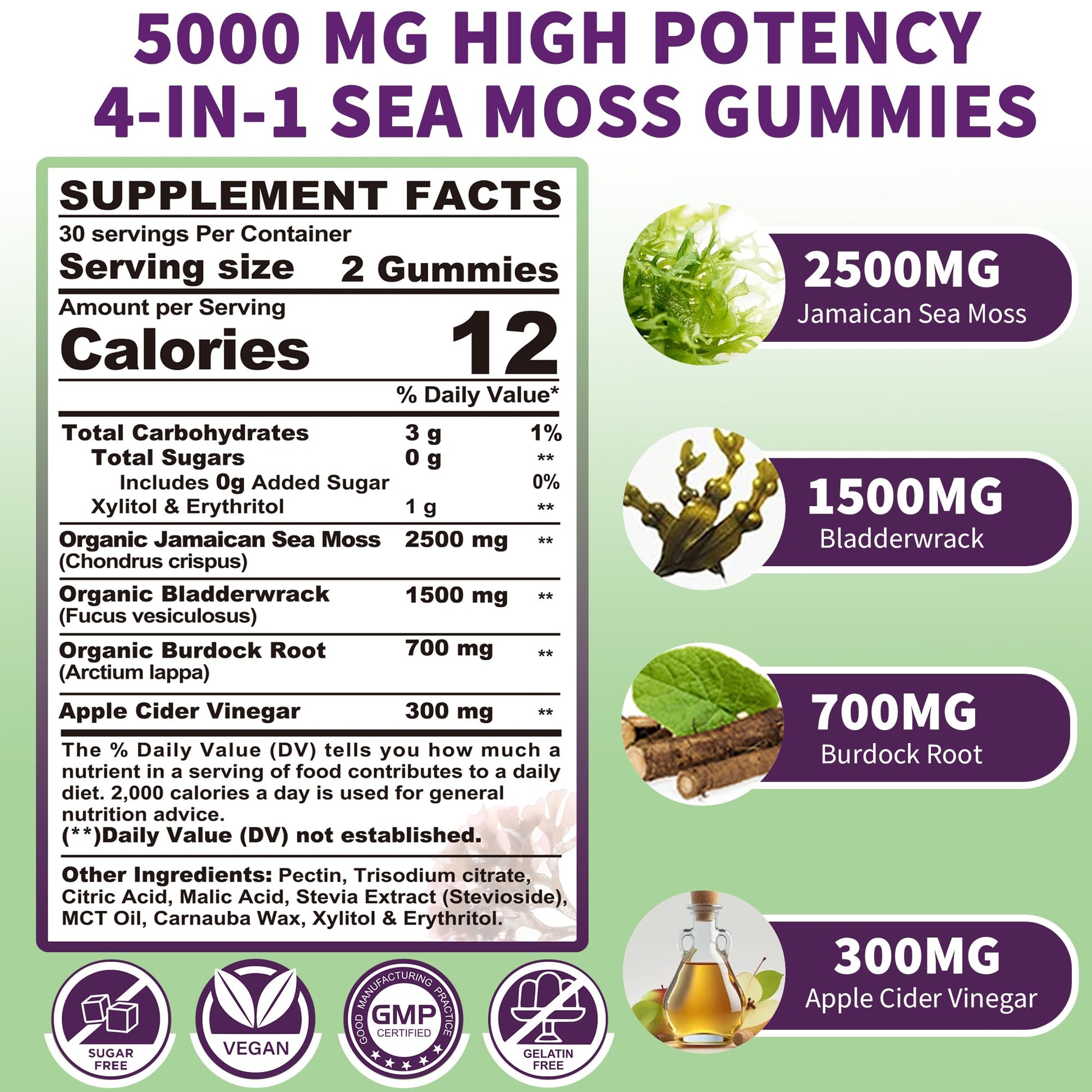 Sea Moss Supplement 5000mg, Sugar Free Sea Moss Gummies, Irish Sea Moss EnvyDealUS supplements