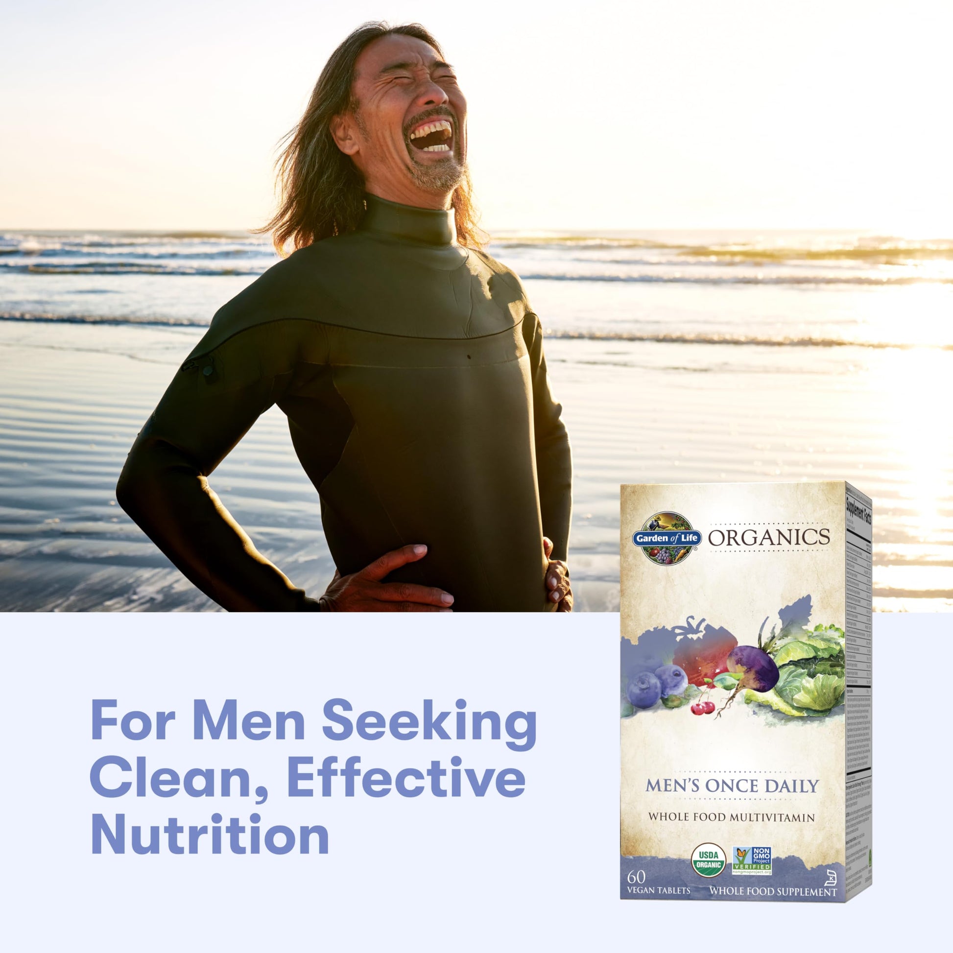 Garden of Life Once Daily Whole Food Multivitamin for Men, Organic Mens Vitamins & Minerals, Vitamin C, Zinc, Vegan, for Health & Well-Being, 60 Tablets Garden of LifeAu supplements