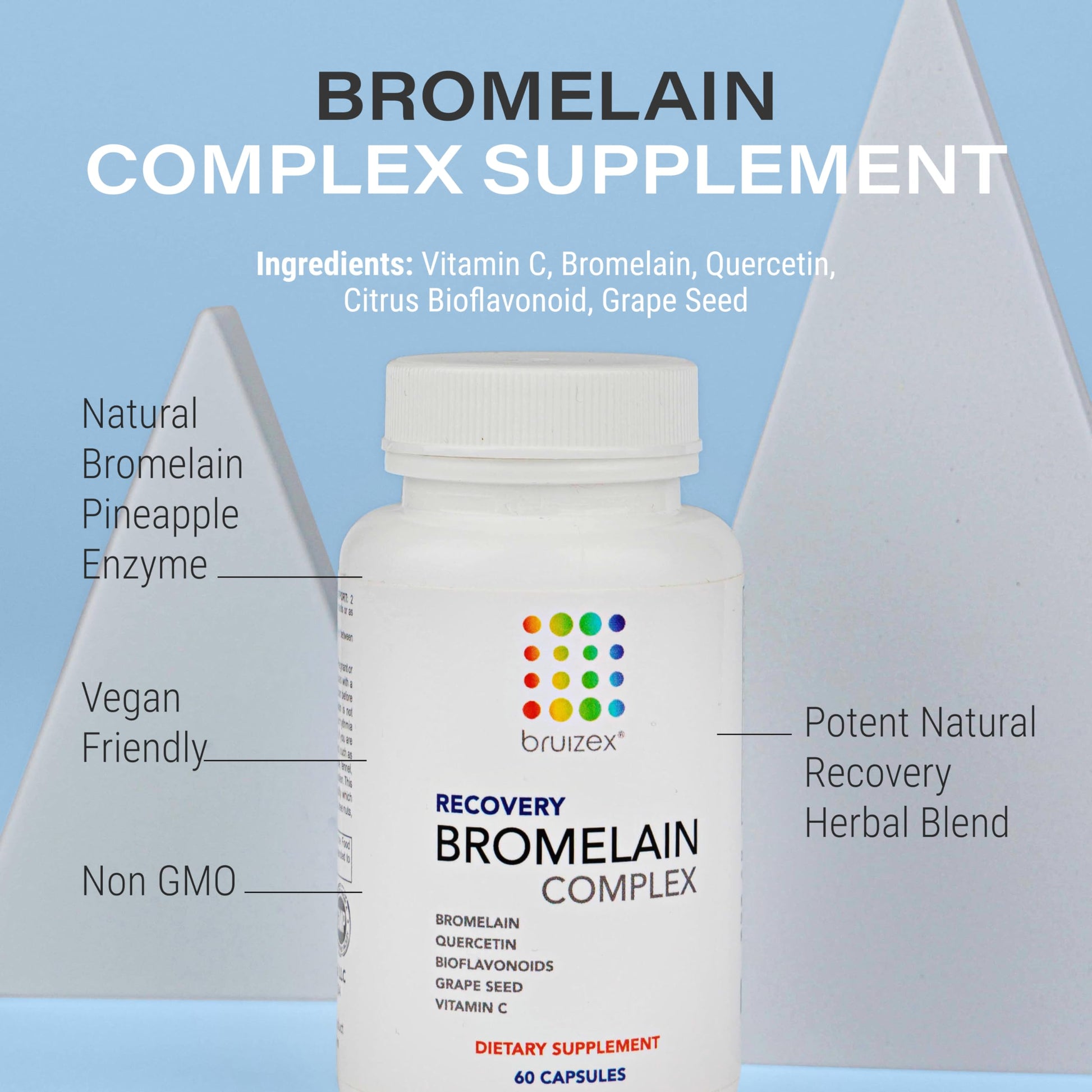 Bruizex Bromelain & Quercetin Recovery Complex - Post Surgery Recovery Bruising, Swelling Relief, Lymphatic Drainage - Post 360 lipo, BBL, Liposuction, Tummy Tuck - Non GMO - 60 Capsules BruizexAu supplements
