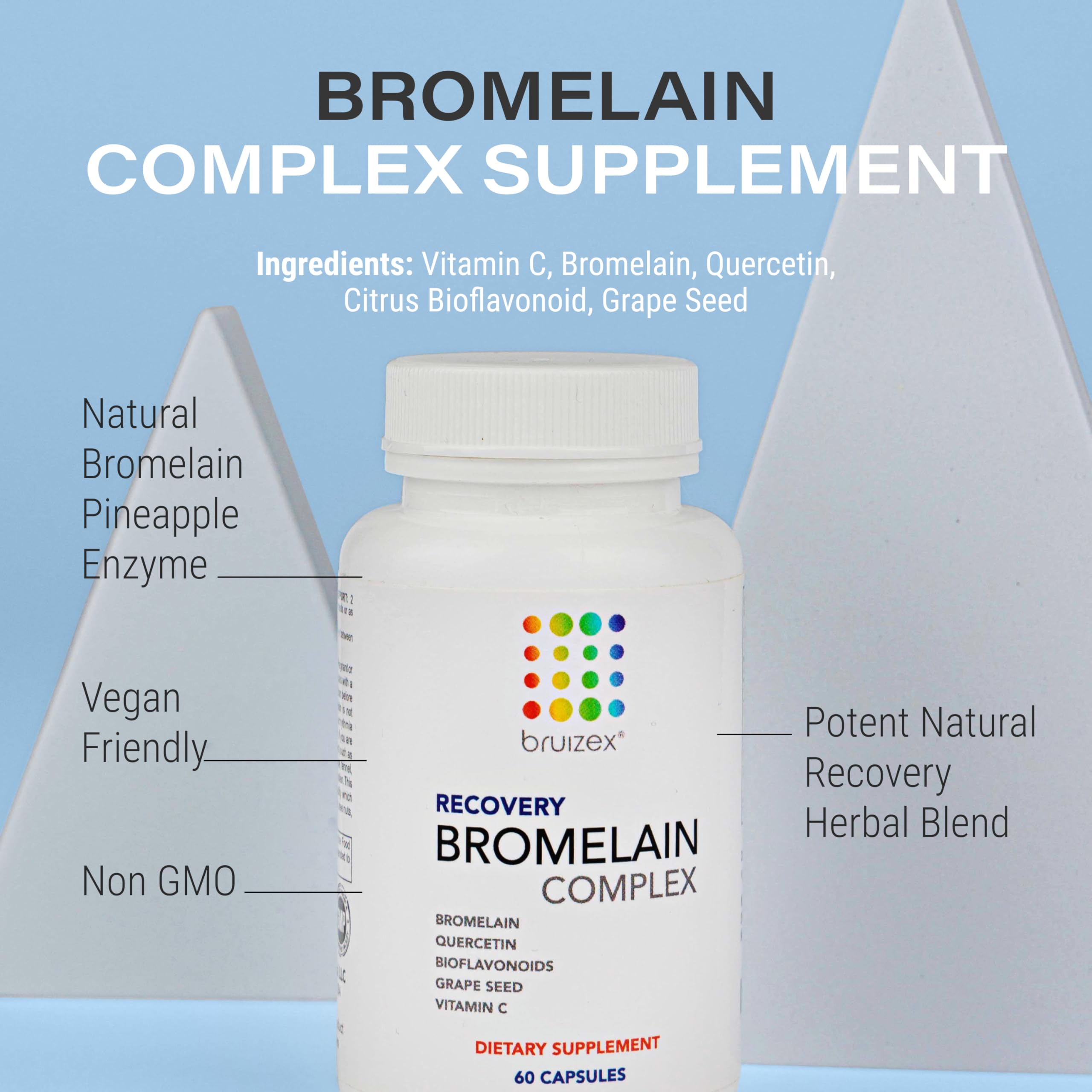 Bruizex Bromelain & Quercetin Recovery Complex - Post Surgery Recovery Bruising, Swelling Relief, Lymphatic Drainage - Post 360 lipo, BBL, Liposuction, Tummy Tuck - Non GMO - 60 Capsules BruizexAu supplements