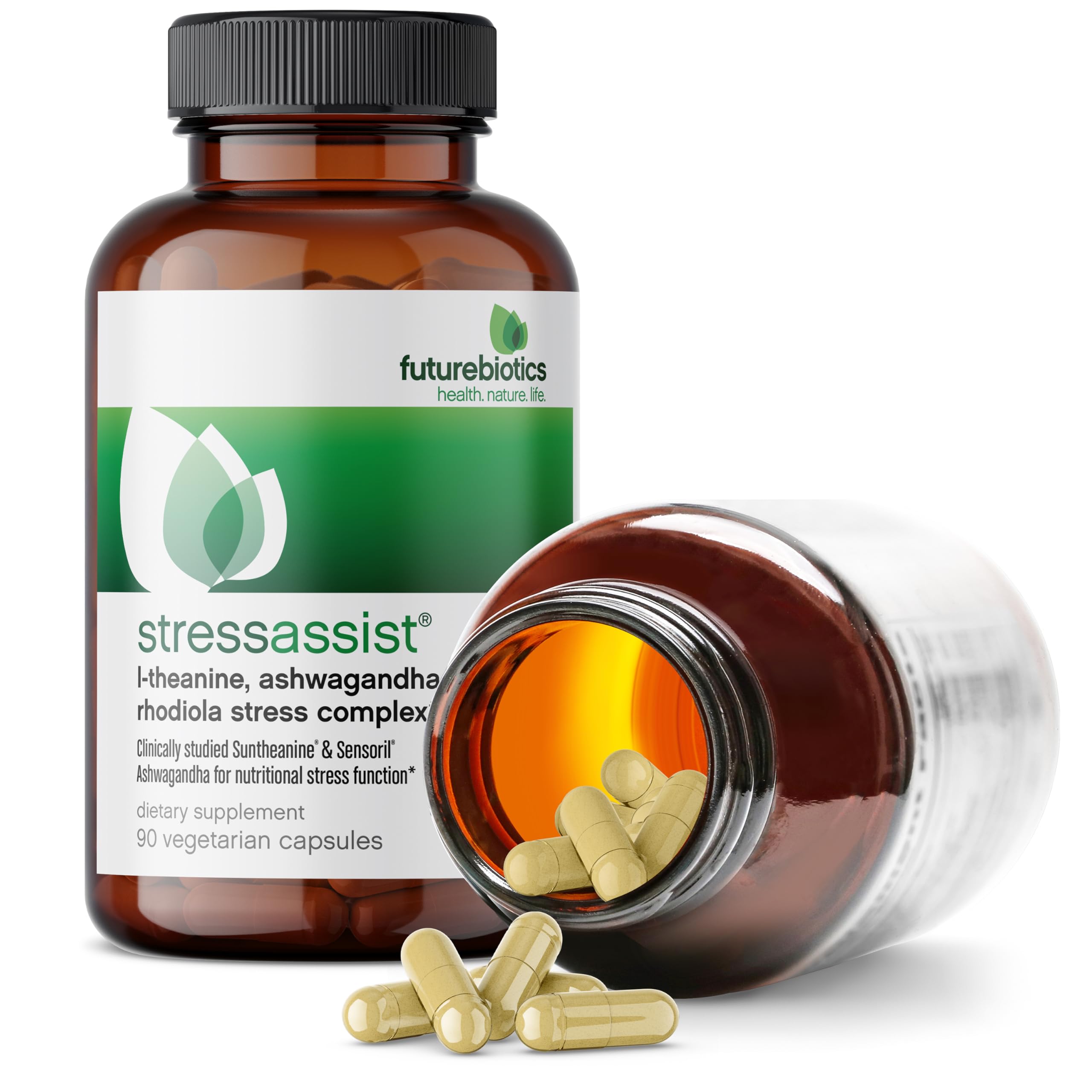Futurebiotics Stressassist L-theanine Ashwagandha and Rhodiola Rosea Stress Complex - Natural Nutritional Stress Function, 90 Vegetarian Capsules FuturebioticsAu supplements