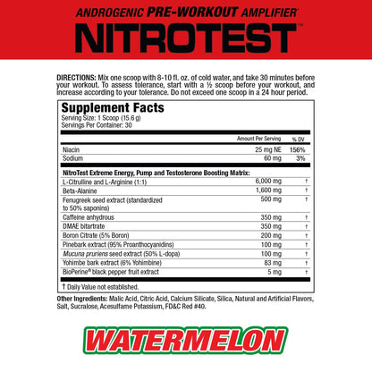 MuscleMeds Nitrotest Pre-Workout Supplement Drink, Boost Nitric Oxide, Testosterone MuscleMedsUS supplements