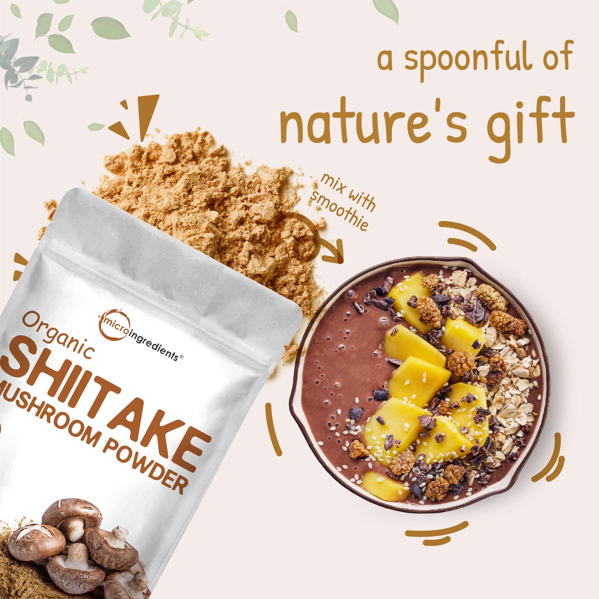 Sustainably US Grown, Organic Shiitake Mushrooms Powder, 8 Ounce Micro IngredientsAu supplements