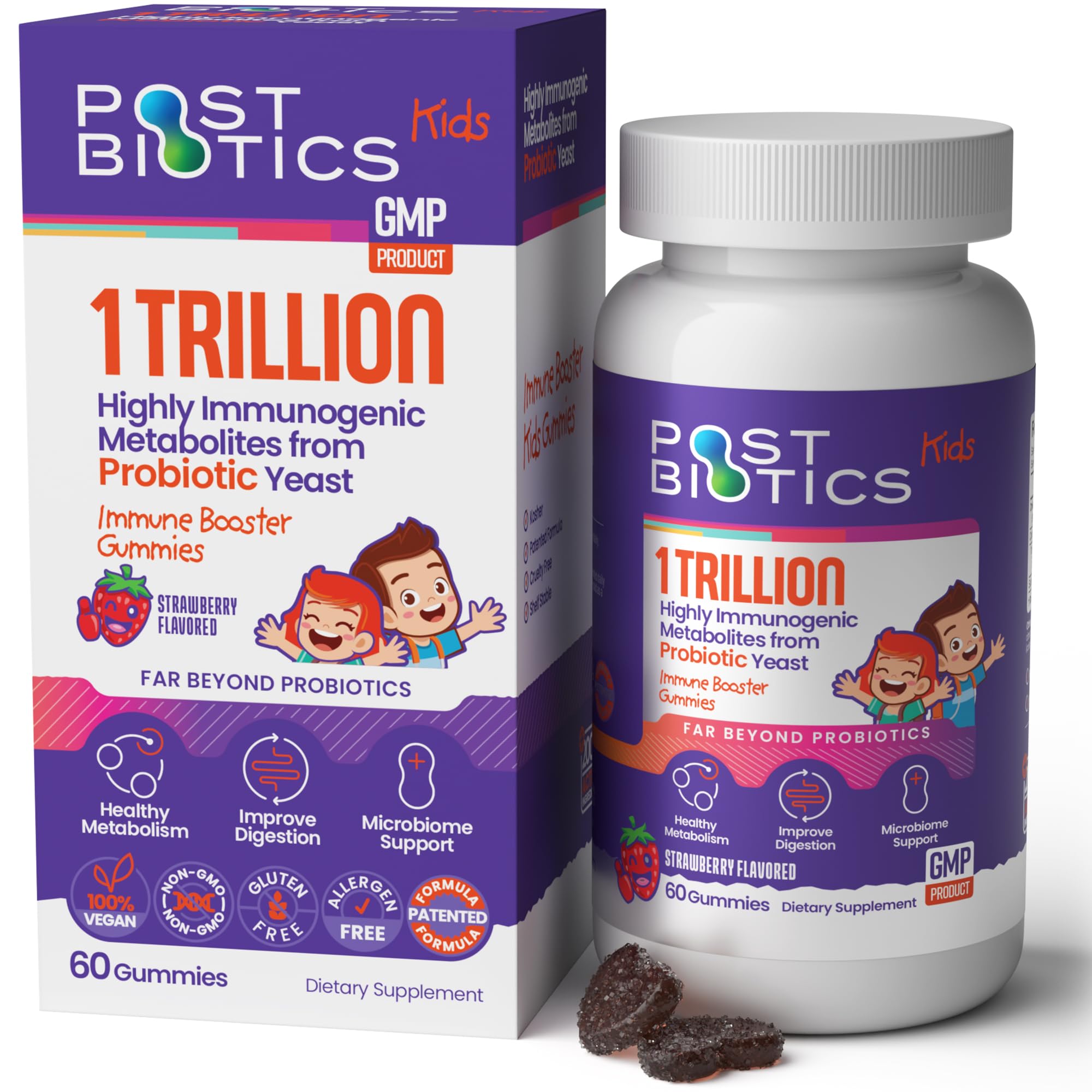 NAVEH PHARMA Postbiotics Kids Strawberry Gummies. Children’s Postbiotics, Ages 4+, 1 Trillion metabolites 200X Ingredients Than Probiotic Or Prebiotic. Gut Health, Immunity, Digestion & Microbiome NAVEH PHARMAAu supplements