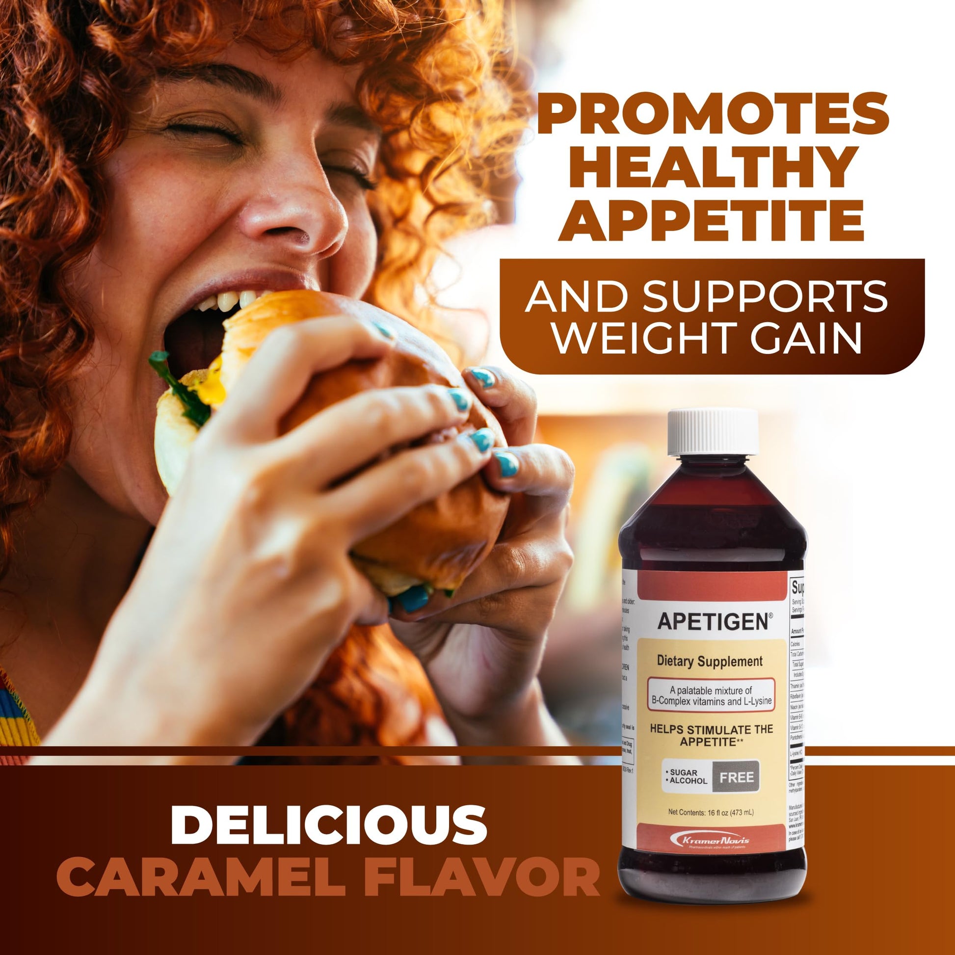 Apetigen Appetite Stimulant for Kids & Adults – Vitamin B-Complex with L-Lysine Liquid – Sugar Free Weight Gain Supplement for Picky Eaters – Caramel Flavor, 16oz ApetigenAu supplements