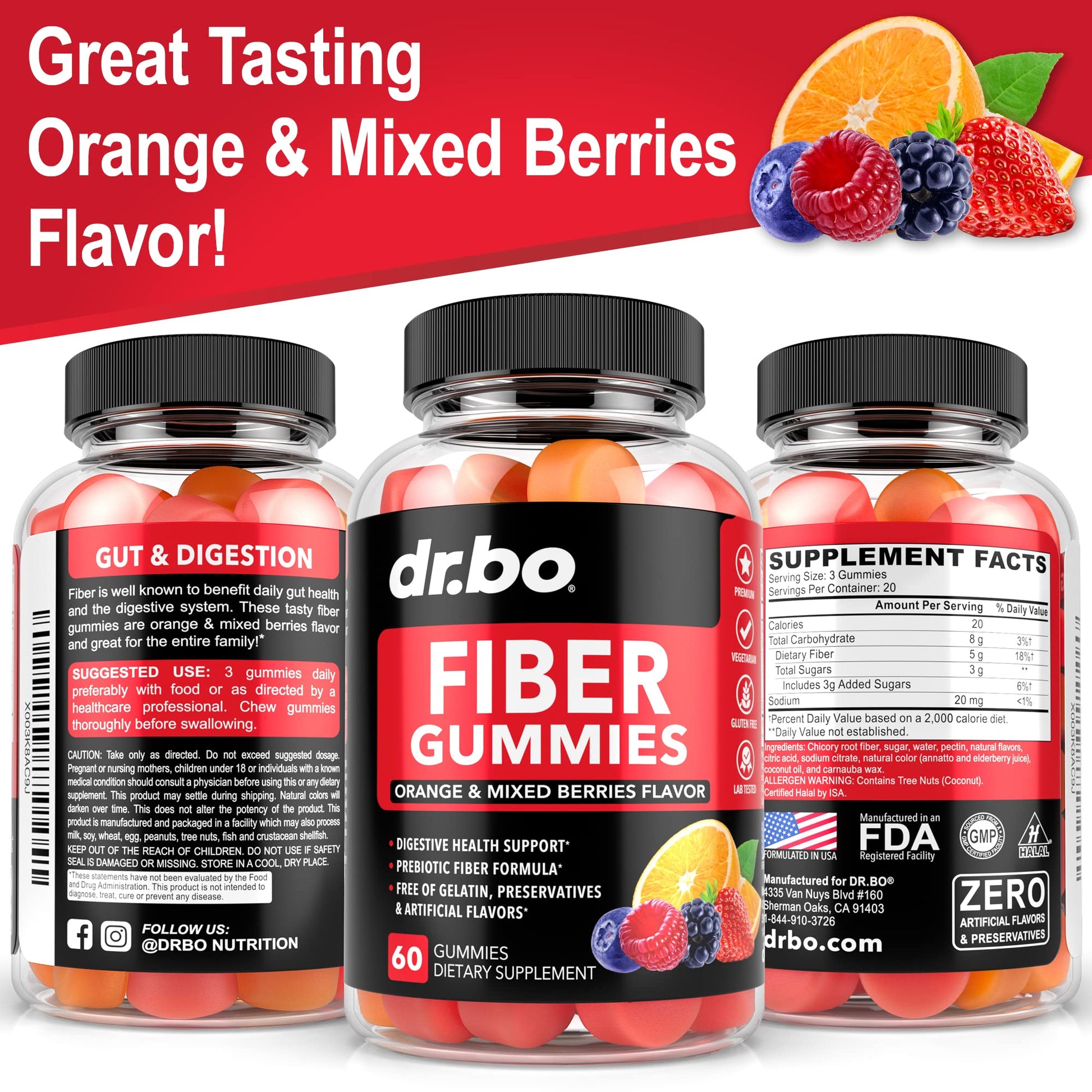 Fiber Gummies for Adults & Kids - Tasty Gummy Prebiotic Fiber Supplement for Max Digest DR. BOUS supplements