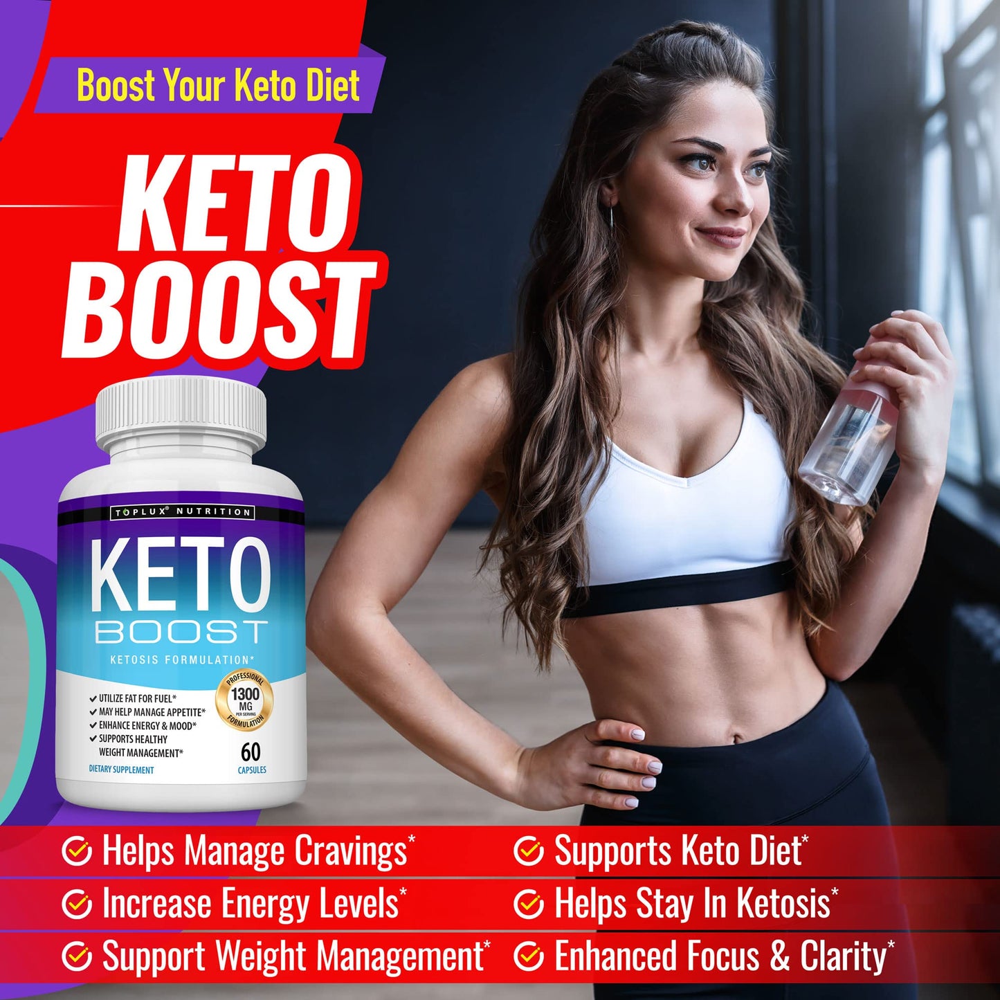 Keto Boost Diet Pills Ketosis Supplement - Natural Exogenous Keto Formula Support Energy TopluxUS supplements