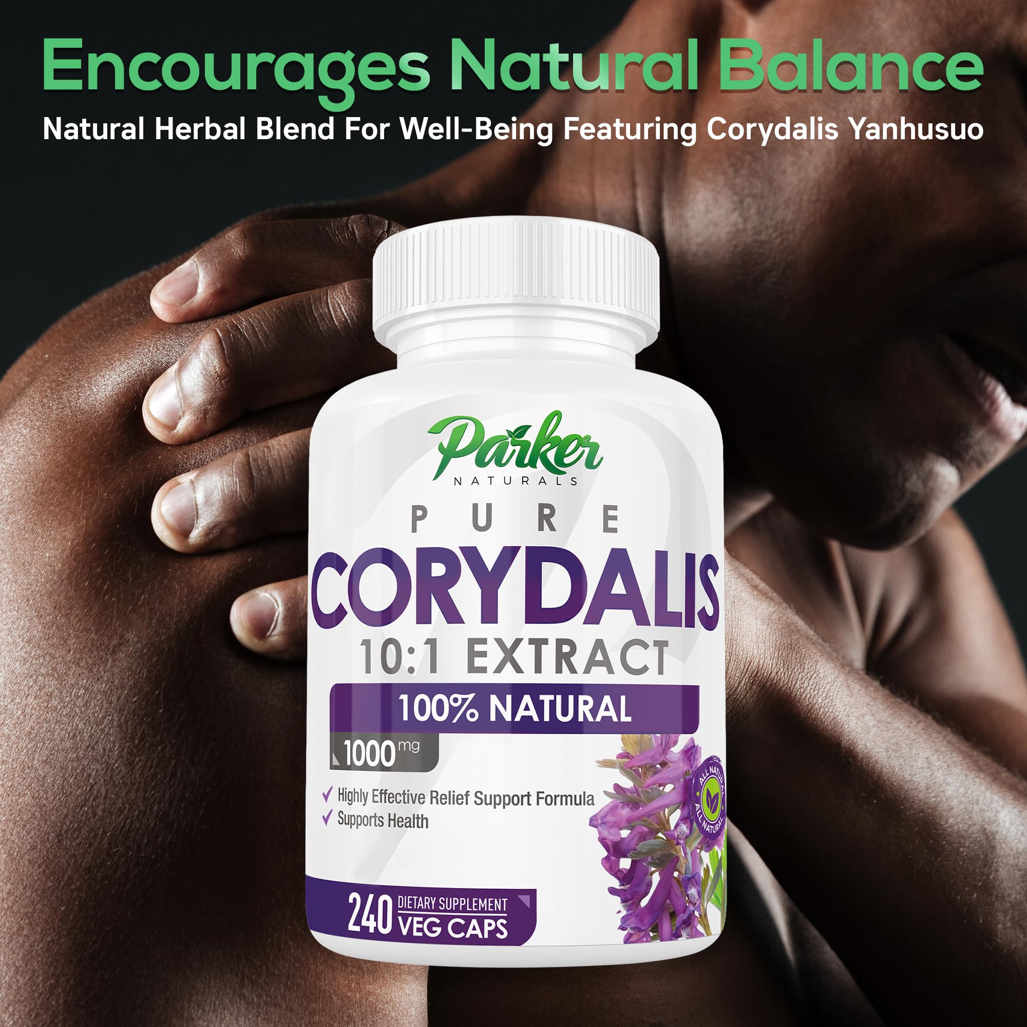 Parker Naturals Pure Corydalis Root Extract Capsule - 1000mg Strength, 10:1 Corydalis Yanhusuo Extract, Natural Relief, Long Lasting, 100% Vegetarian, 120 Servings, 240 Count Parker NaturalsAu supplements