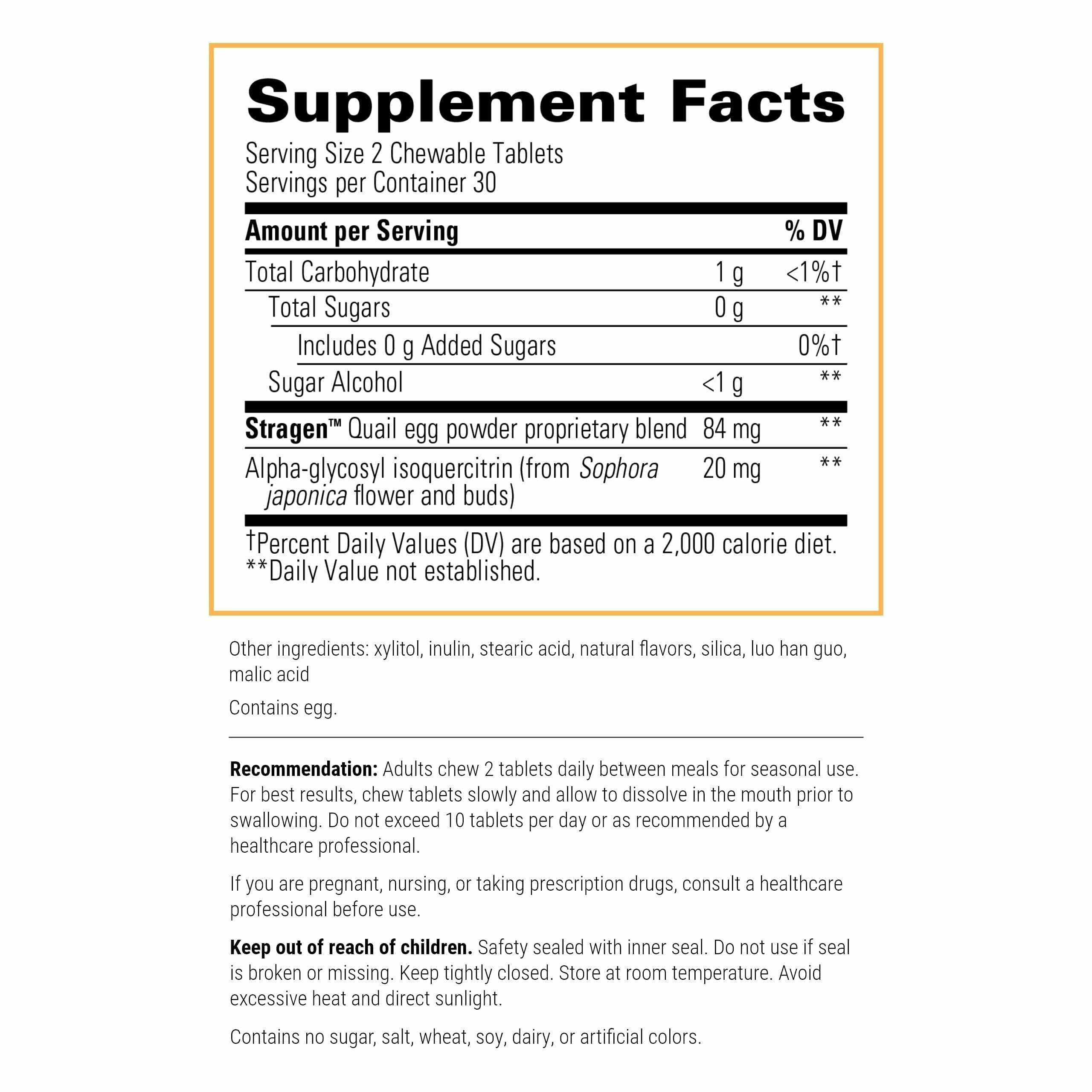 Integrative Therapeutics AllQlear - Seasonal Supplement for Immune Support *- Quail Egg Powder Blend - Dairy-Free - Berry Flavored, 60 Chewable Tablets (30 Servings) Integrative TherapeuticsAu supplements