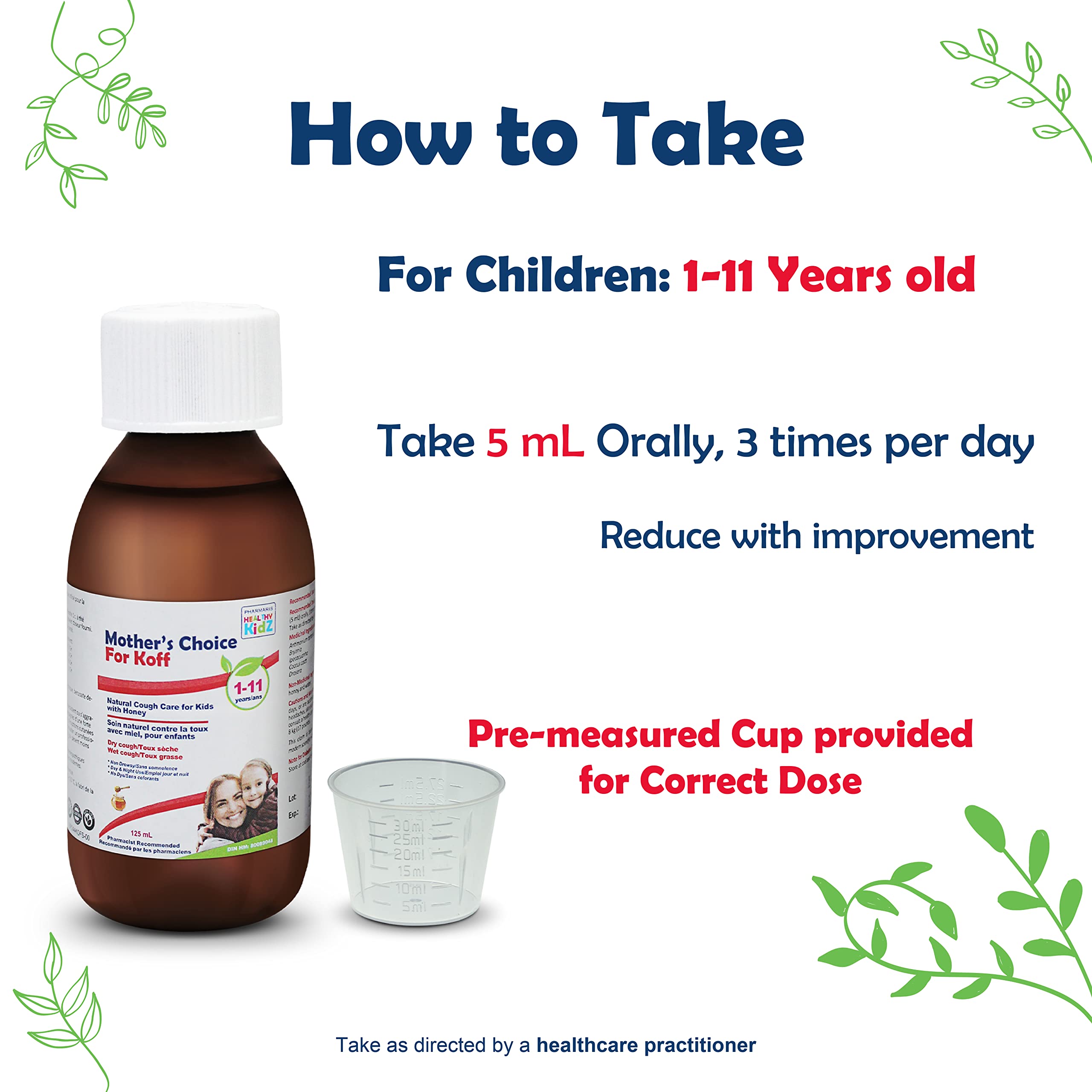 Mother’s Choice for Koff, for Dry and Wet Cough, Natural Cough Care for Kids with Honey, 125 ml PHARMARIS HEALTHY KIDZ MOTHER'S CHOICEAu supplements